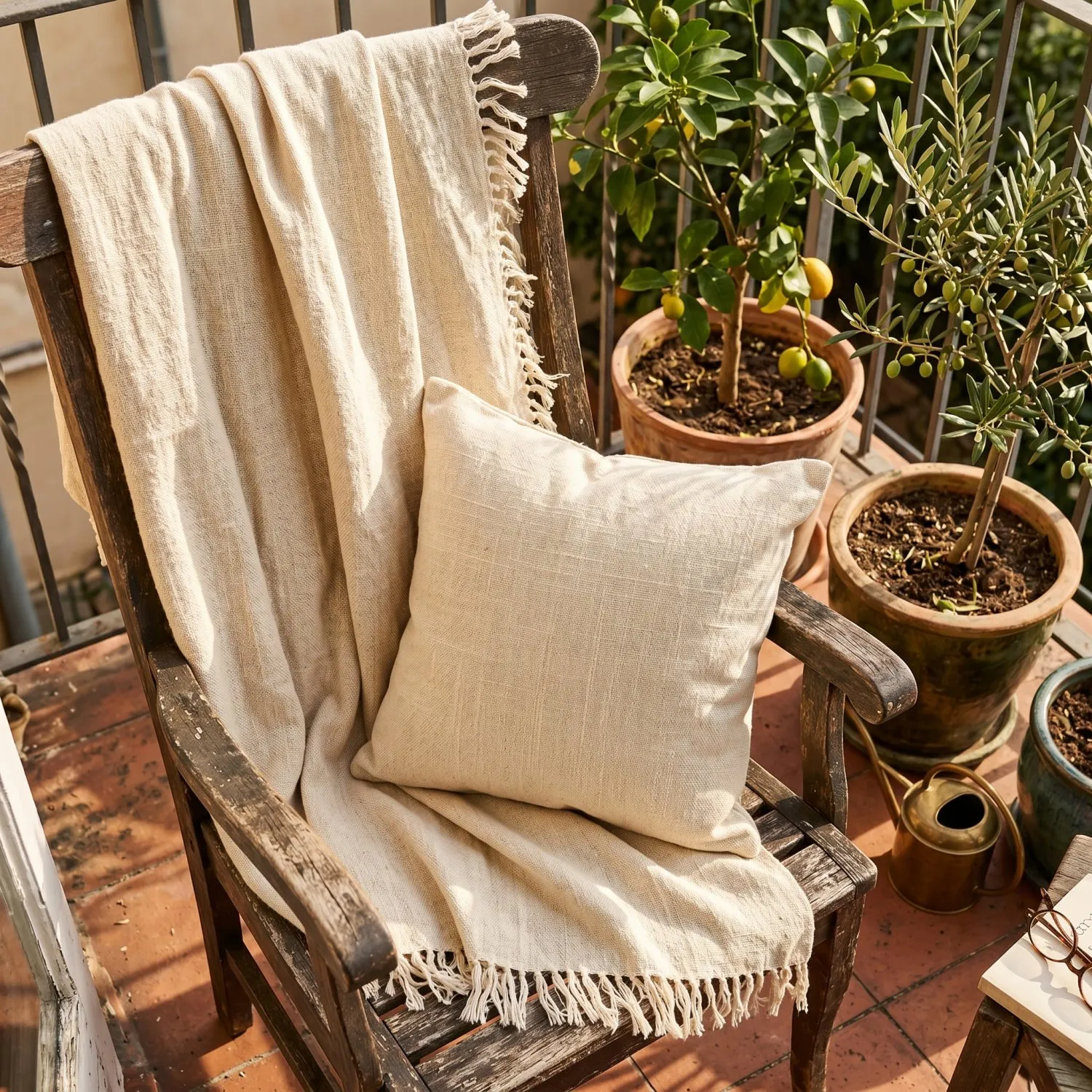 Taie d'oreiller - Veya cotton cushion cover (crème)
