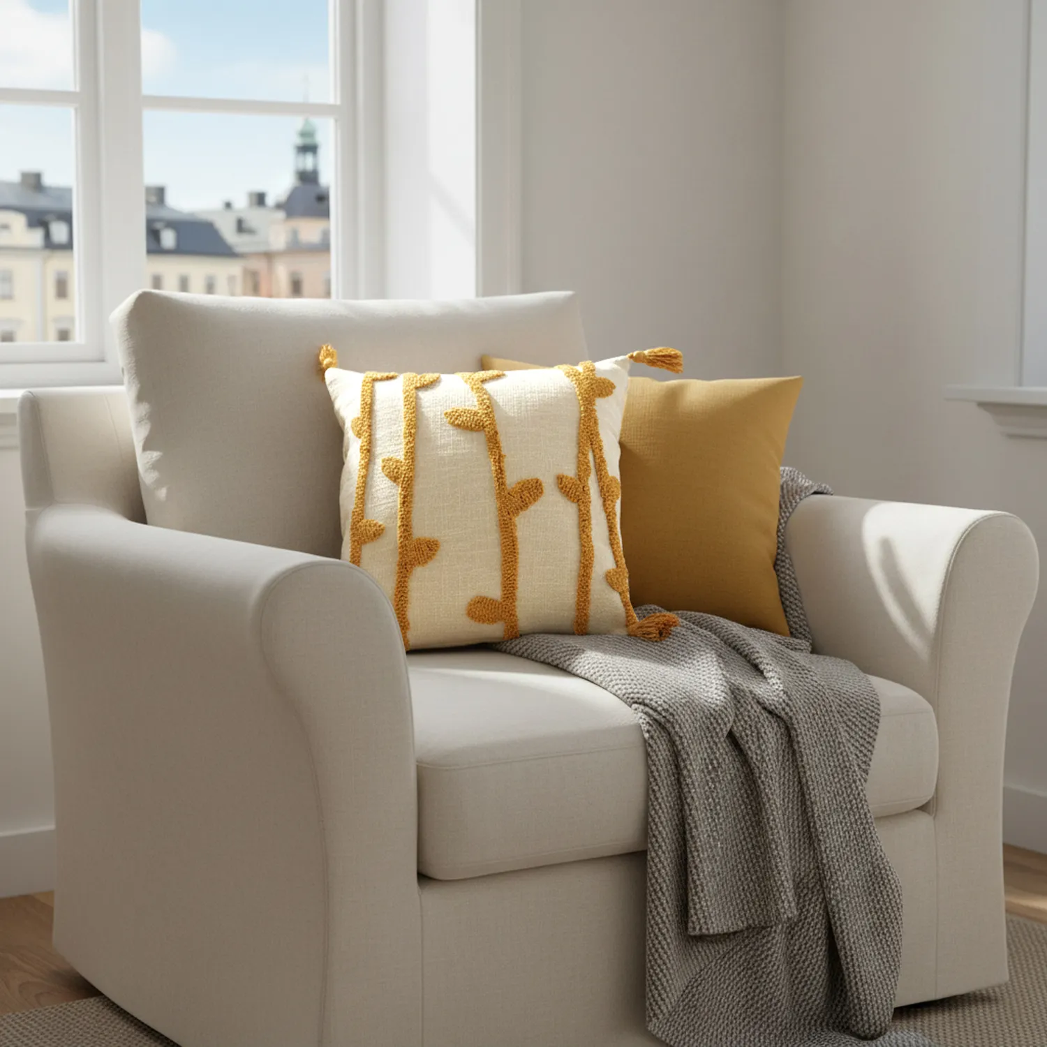 Kissenbezug - Vine (weiß/gelb)