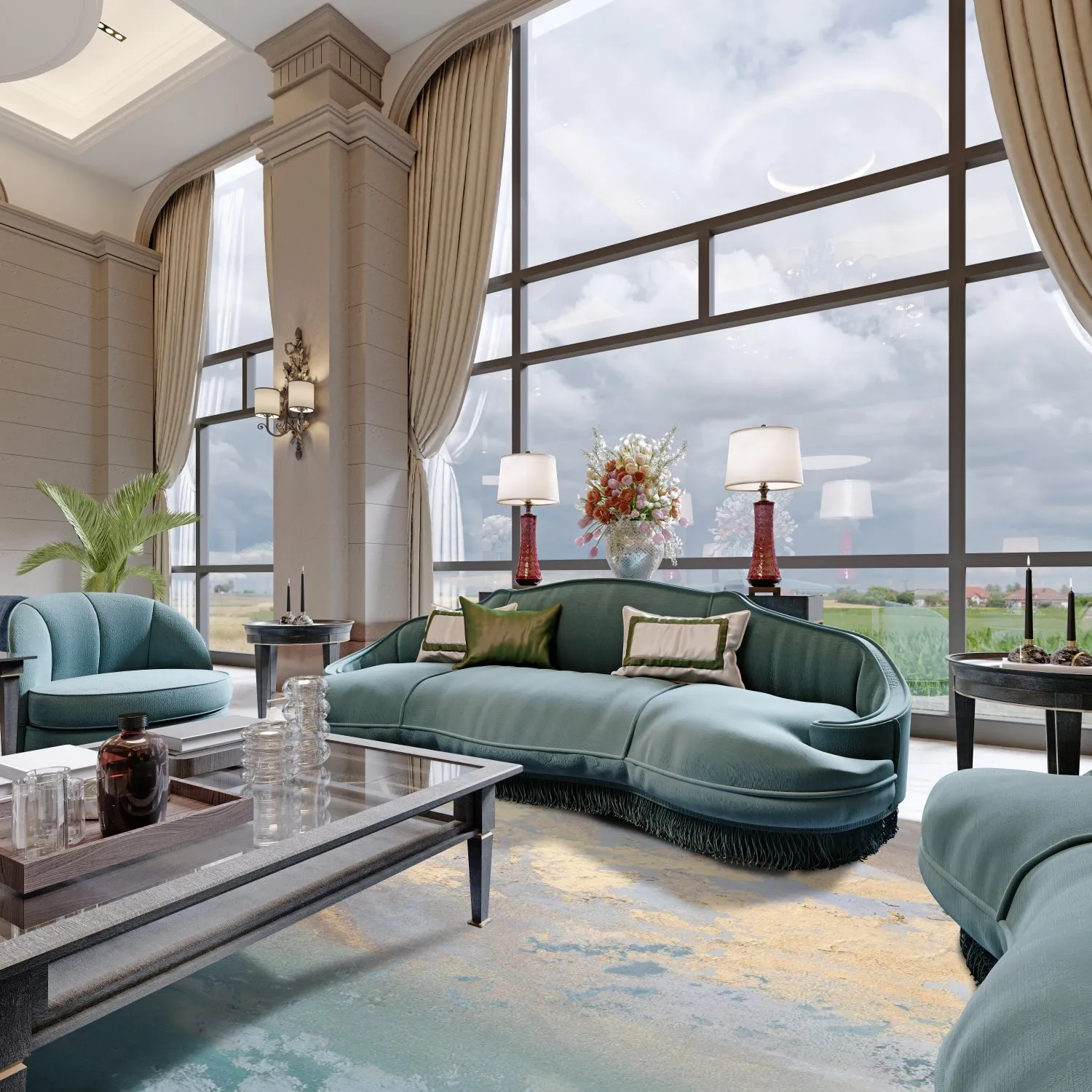 Wilton-Teppich - Lesley (blau/grau/türkis)