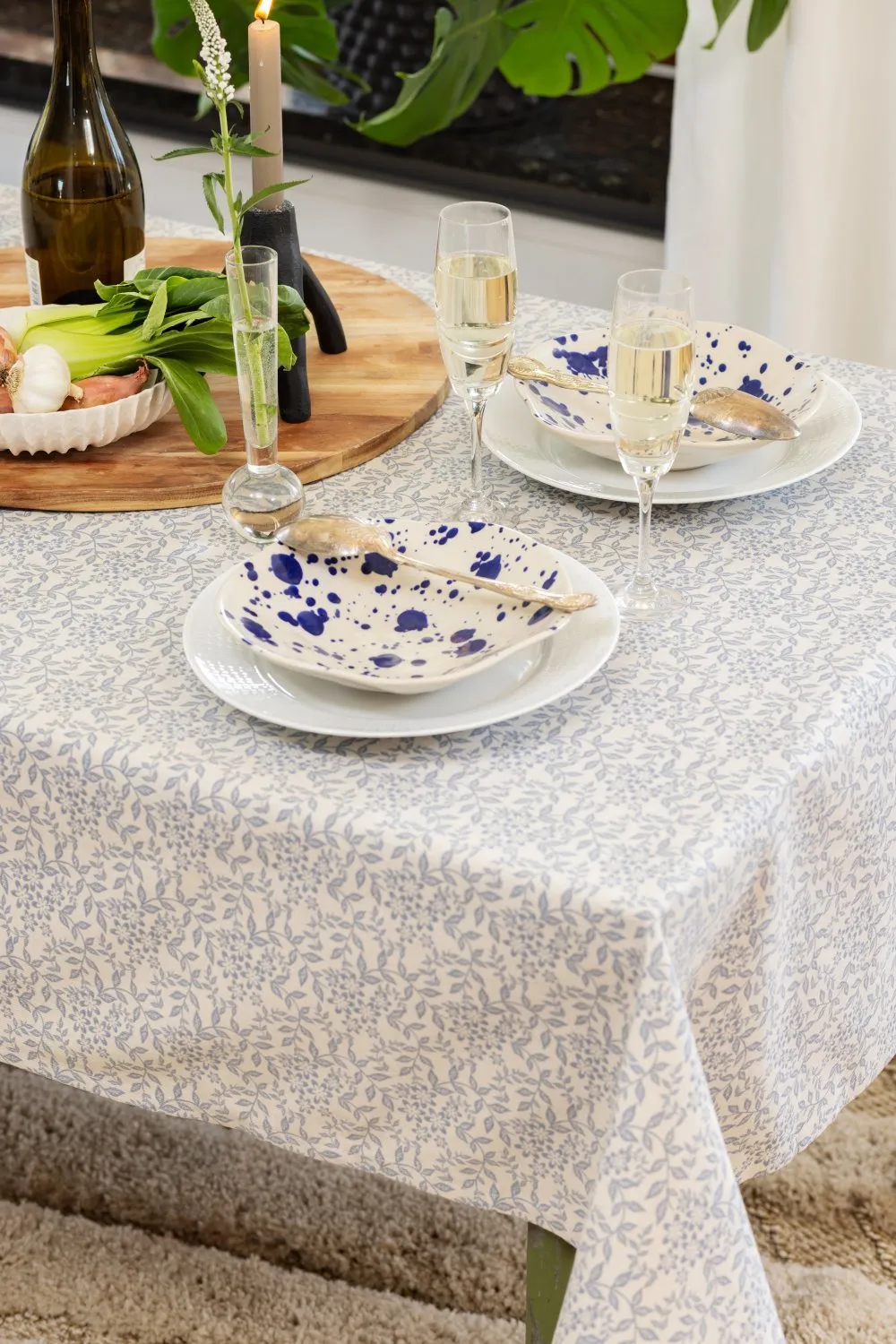 Baumwolltischdecke Lilja (blau)