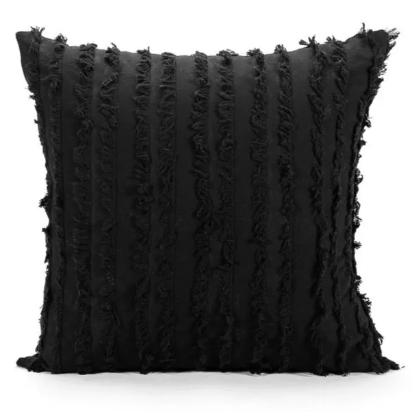 Housse de coussin - Boho Linen 45 x 45 cm (noir)