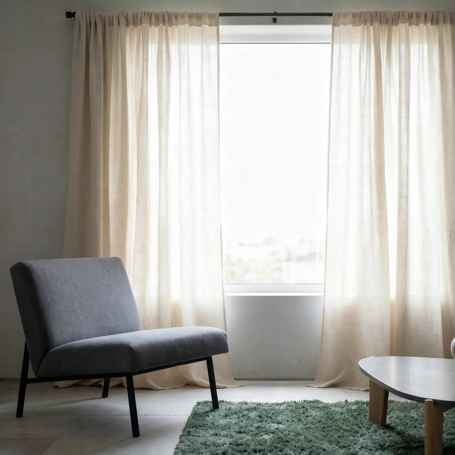 Rideaux Lot de 2 - Rideau mélange lin Lumira (crème)