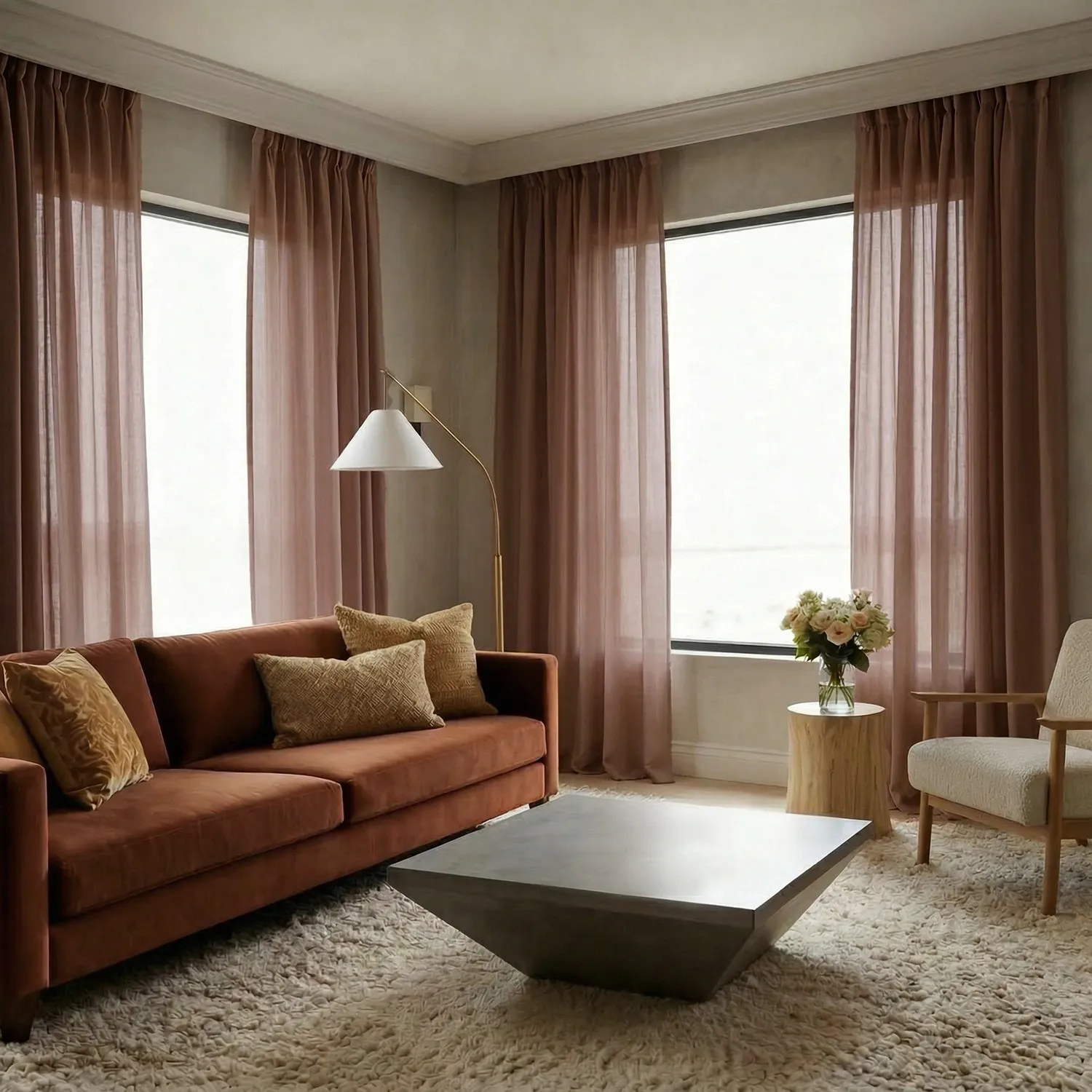 Rideaux Lot de 2 - Rideau mélange lin Lumira (marron foncé)