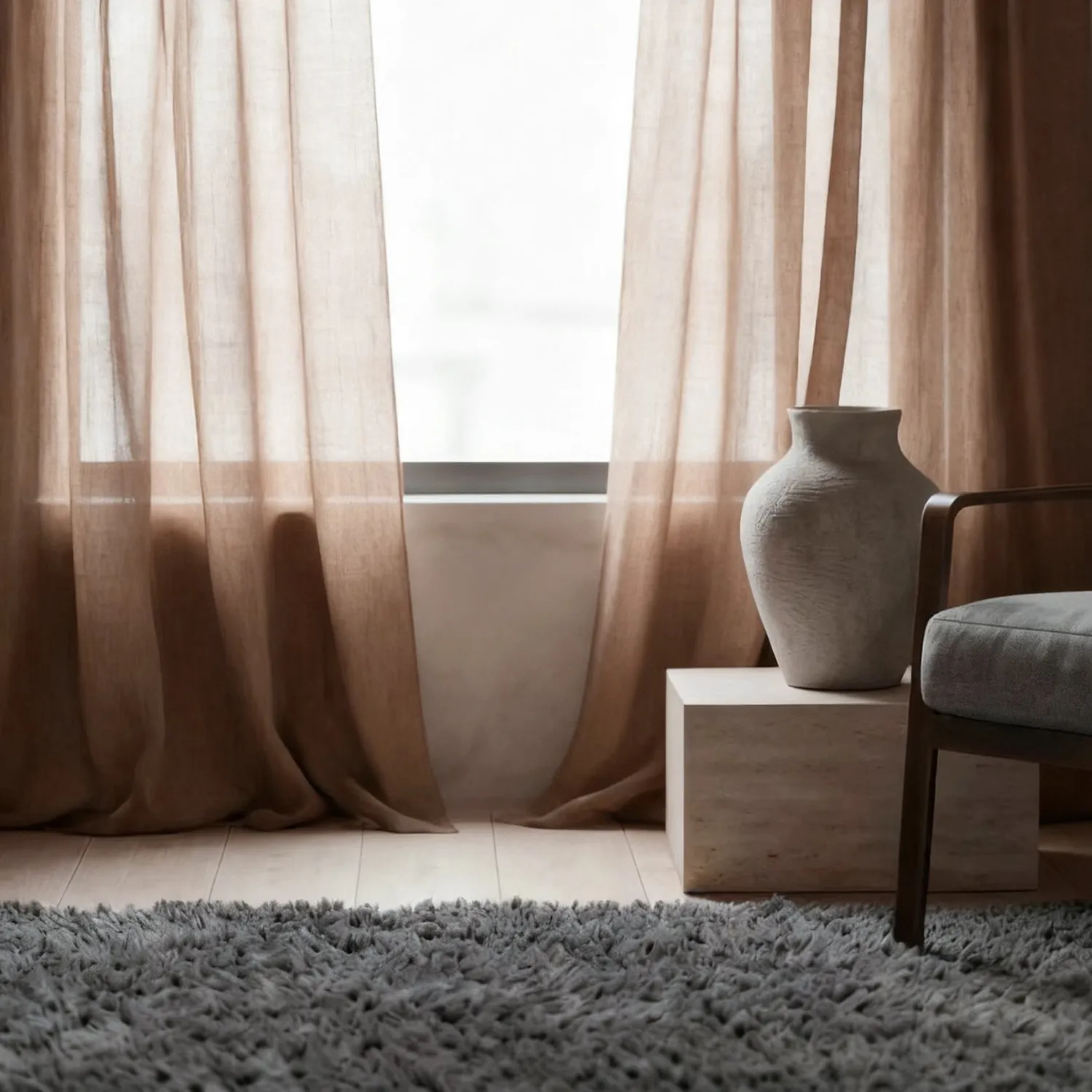 Rideaux Lot de 2 - Rideau mélange lin Lumira (marron foncé)