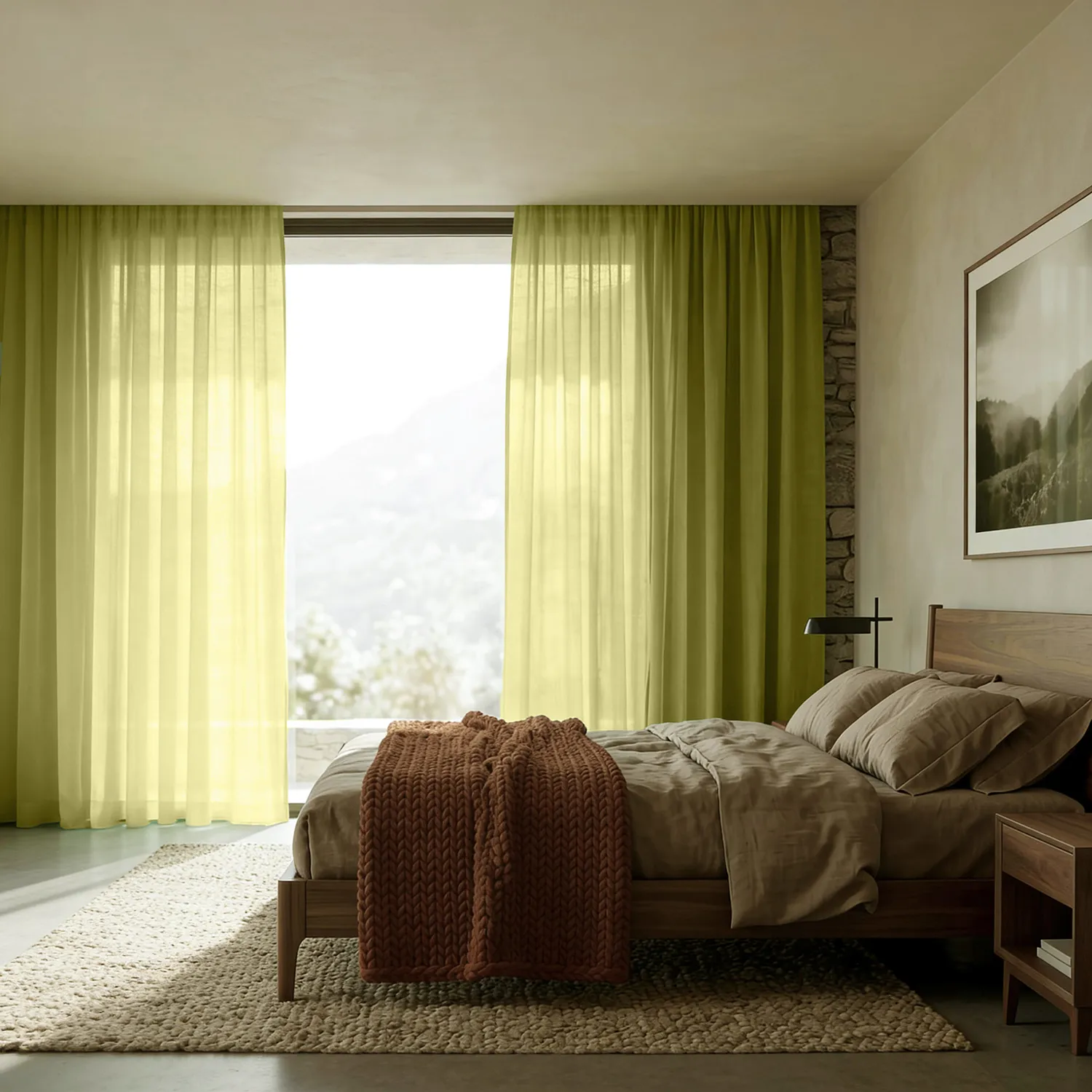 Rideaux Lot de 2 - Rideau mélange lin Lumira (vert)