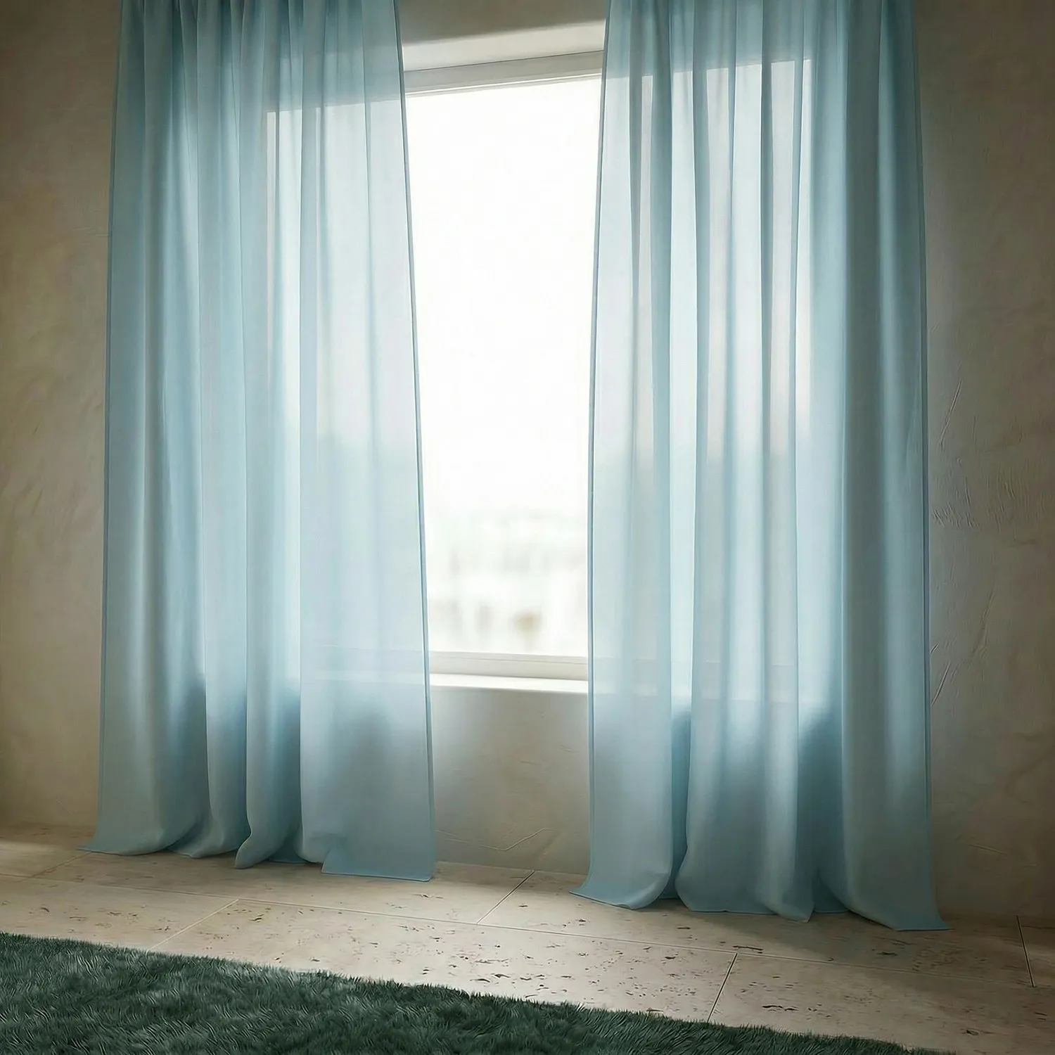 Rideaux Lot de 2 - Rideau mélange lin Lumira (bleu clair)