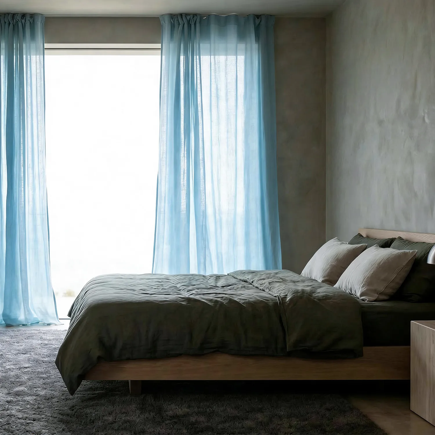 Rideaux Lot de 2 - Rideau mélange lin Lumira (bleu clair)