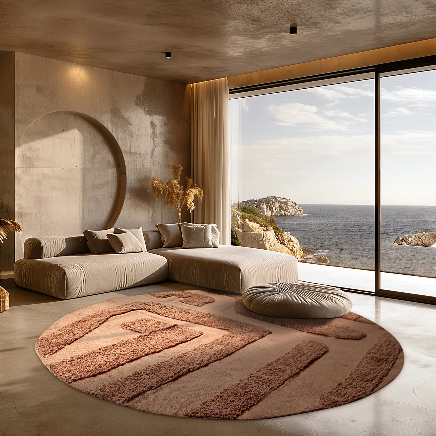 Runde Teppiche - Alexa Natural Cotton Shaggy (terrakotta)