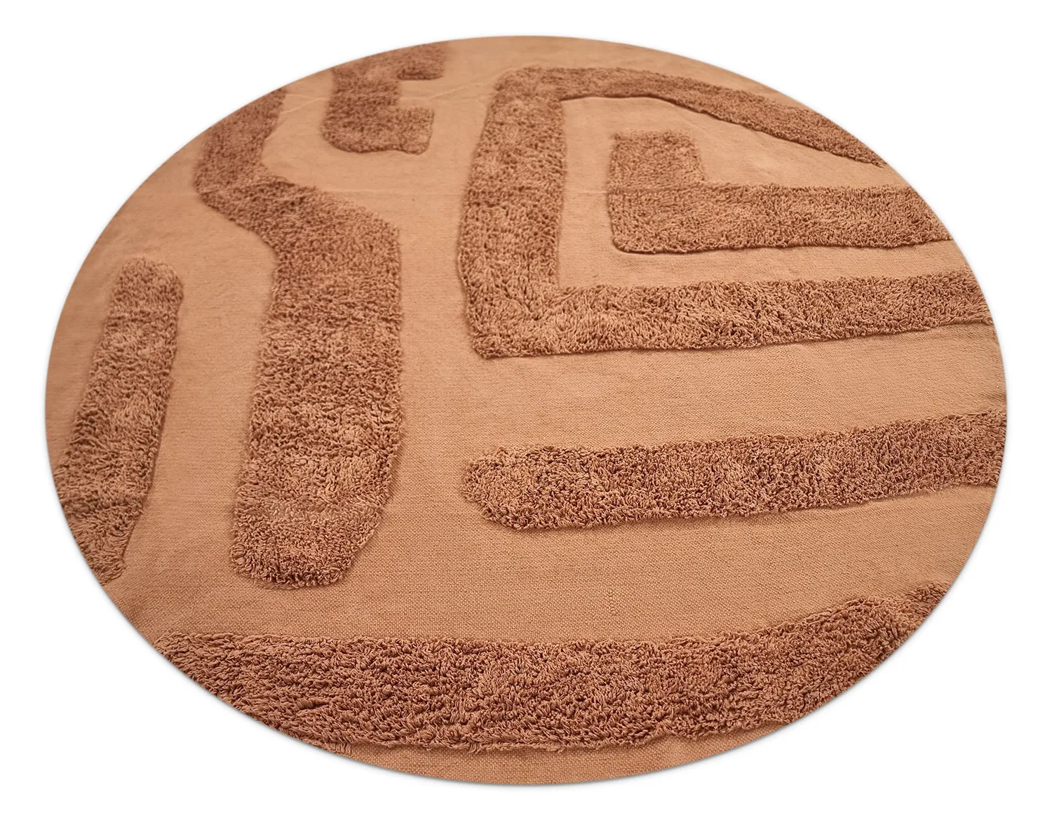 Runde Teppiche - Alexa Natural Cotton Shaggy (terrakotta)