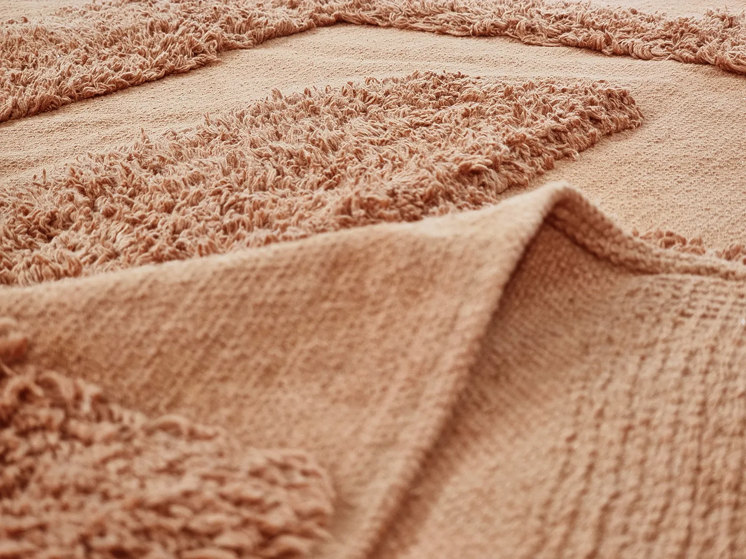Runde Teppiche - Alexa Natural Cotton Shaggy (terrakotta)