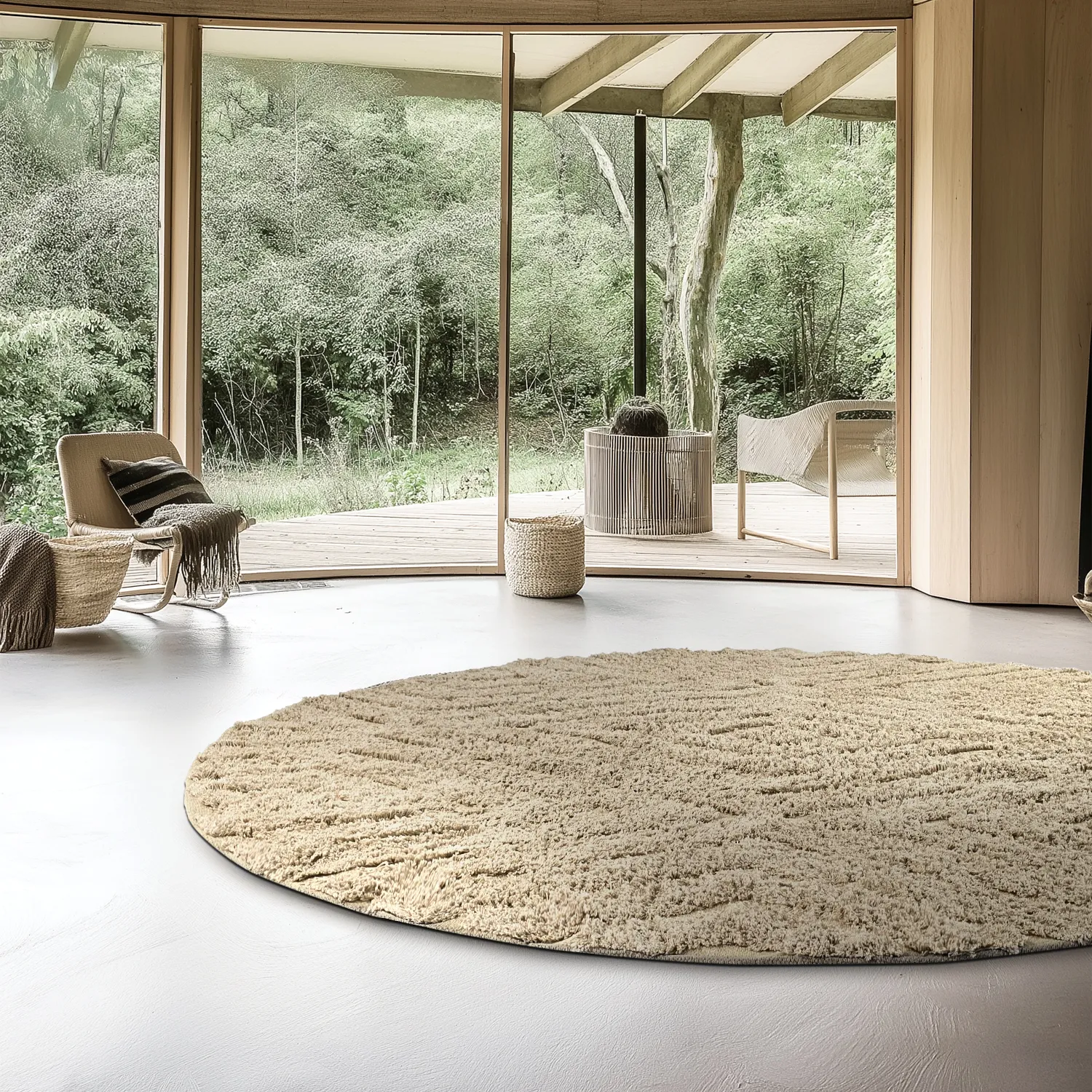 Runde Teppiche - Amberley Natural Cotton Shaggy (beige)