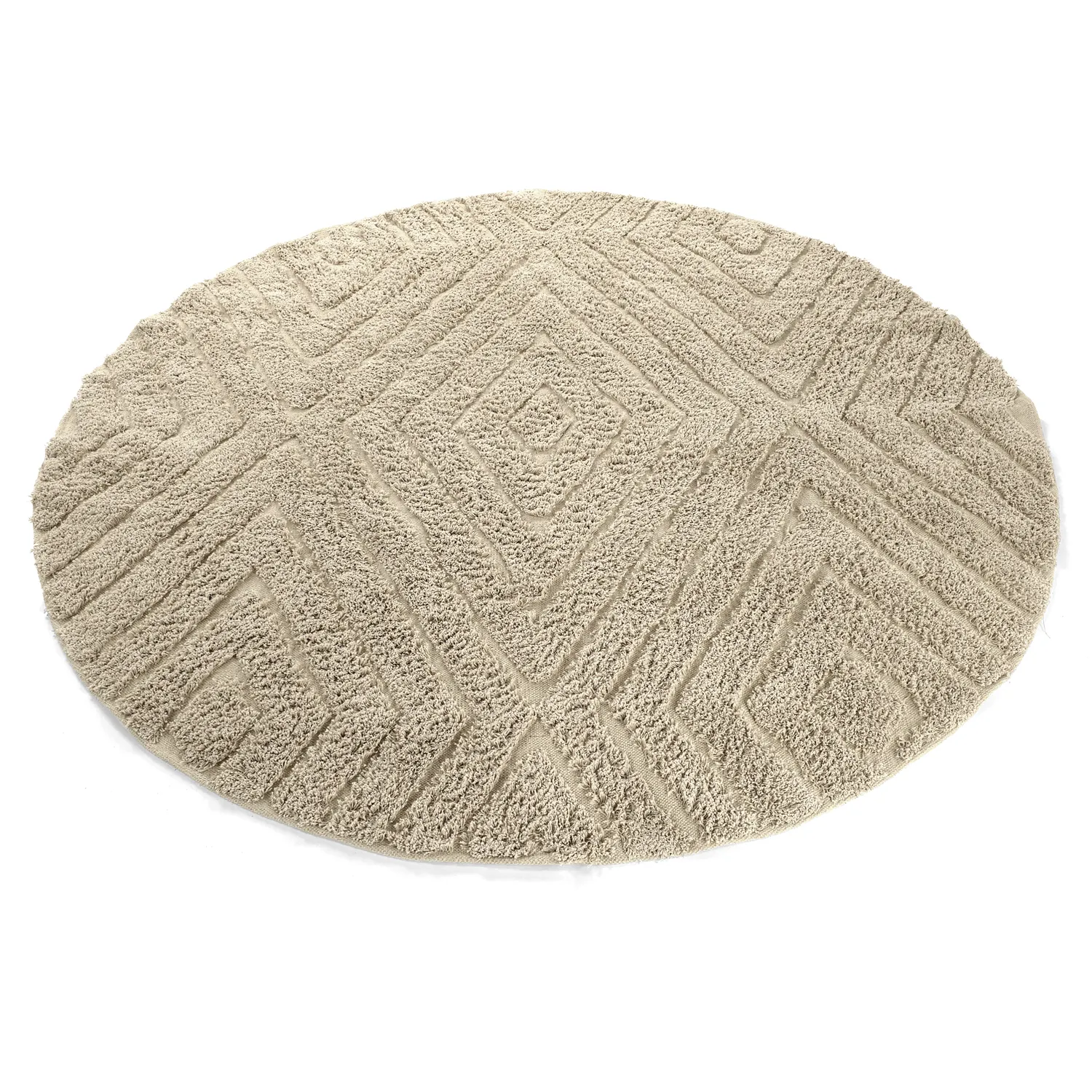 Runde Teppiche - Amberley Natural Cotton Shaggy (beige)