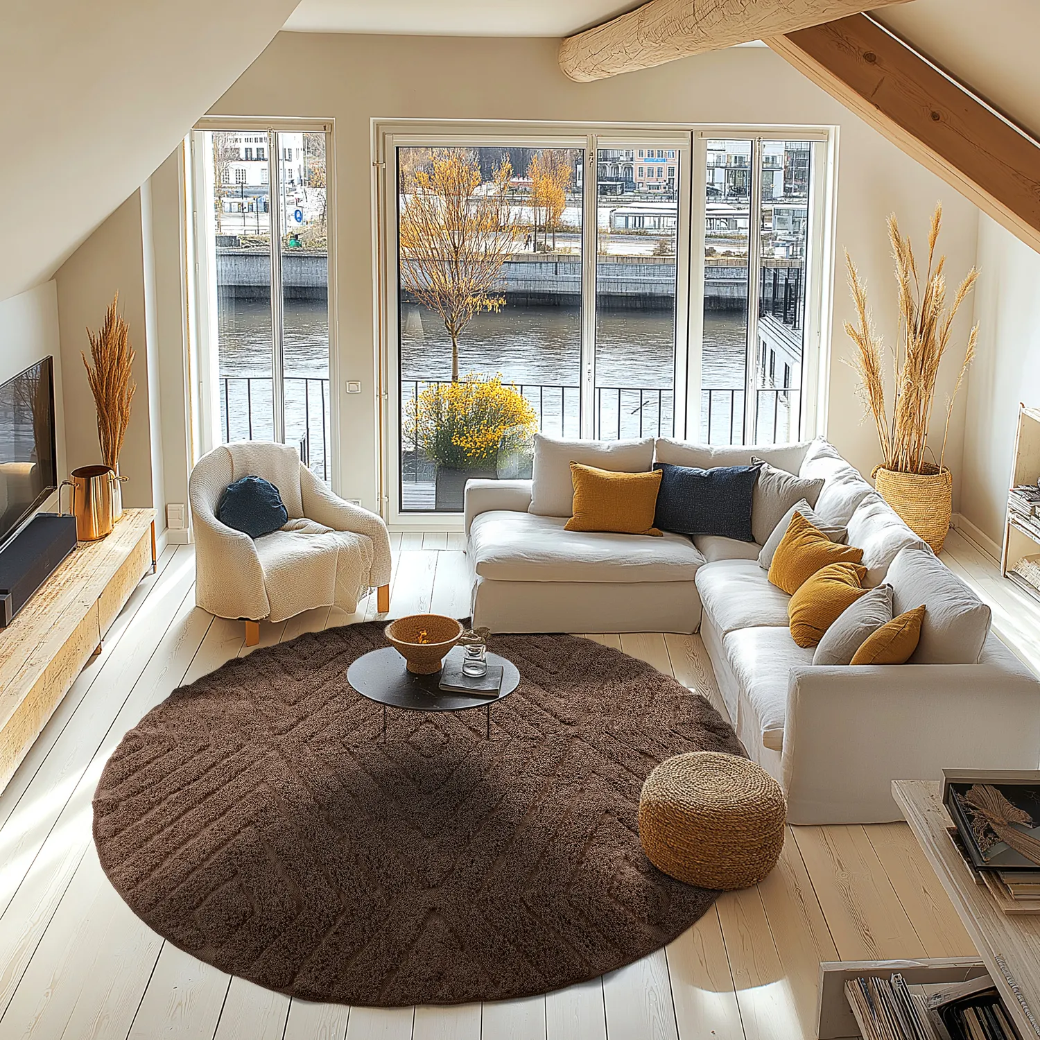 Runde Teppiche - Amberley Natural Cotton Shaggy (braun)