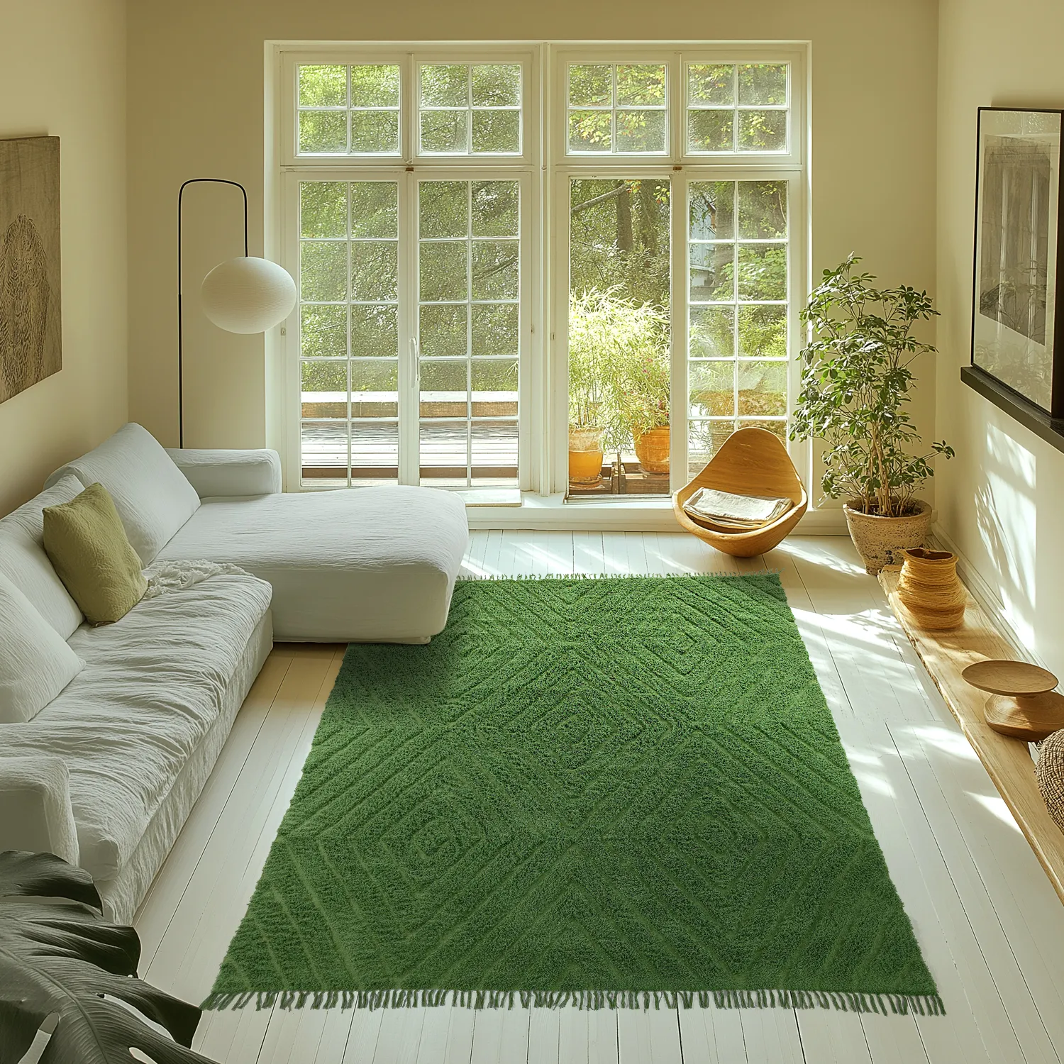 Hochflorteppiche - Amberley Natural Cotton Shaggy (grün)