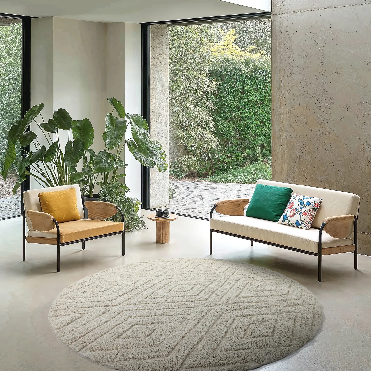 Runde Teppiche - Amberley Natural Cotton Shaggy (cremefarben)