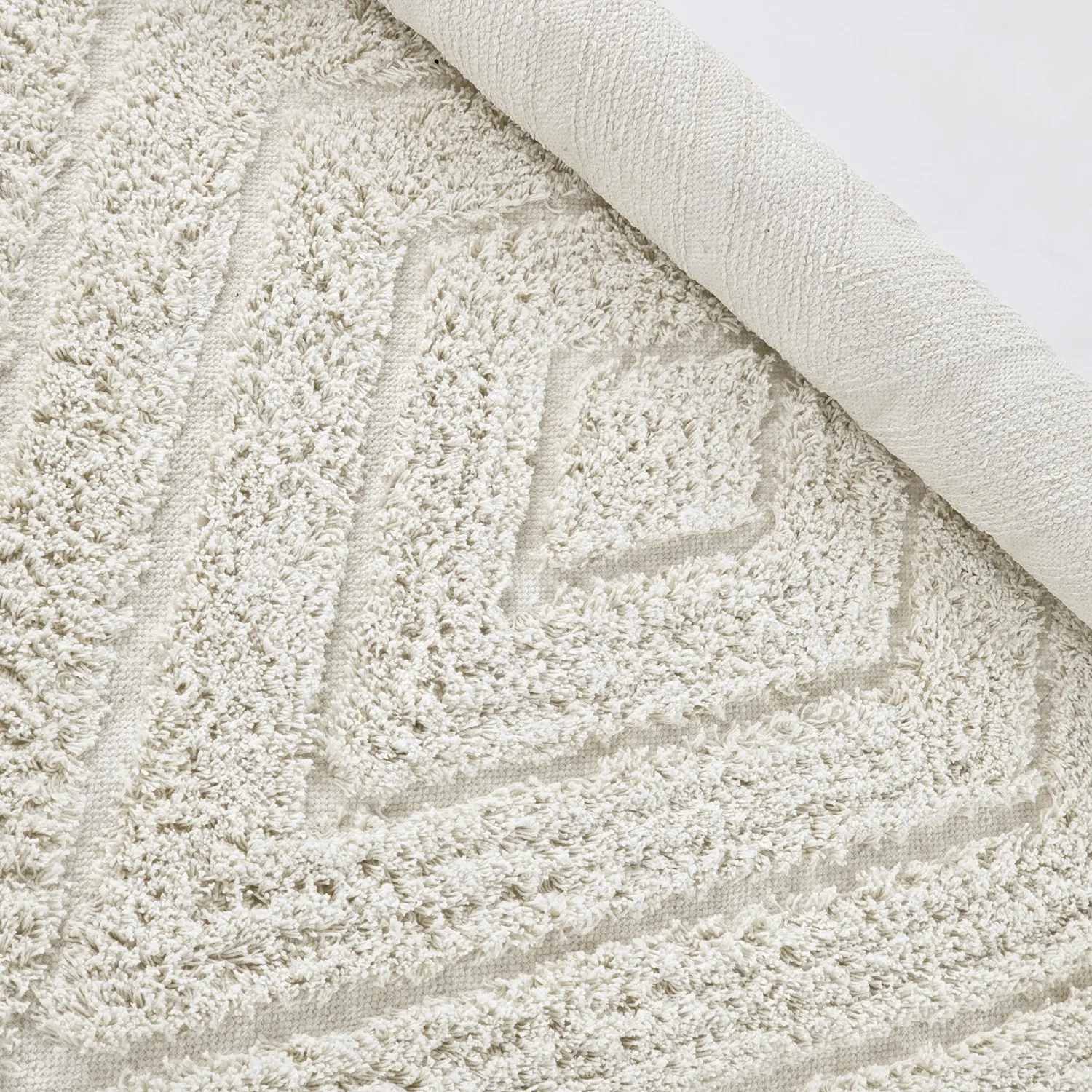 Runde Teppiche - Amberley Natural Cotton Shaggy (cremefarben)