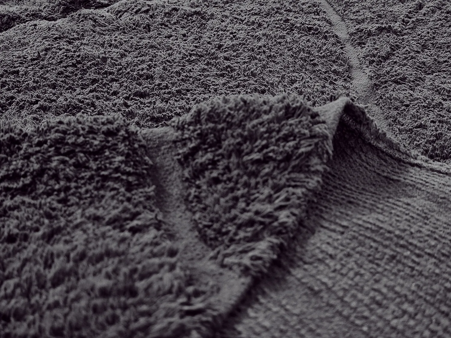 Runde Teppiche - Andrea Natural Cotton Shaggy (schwarz)