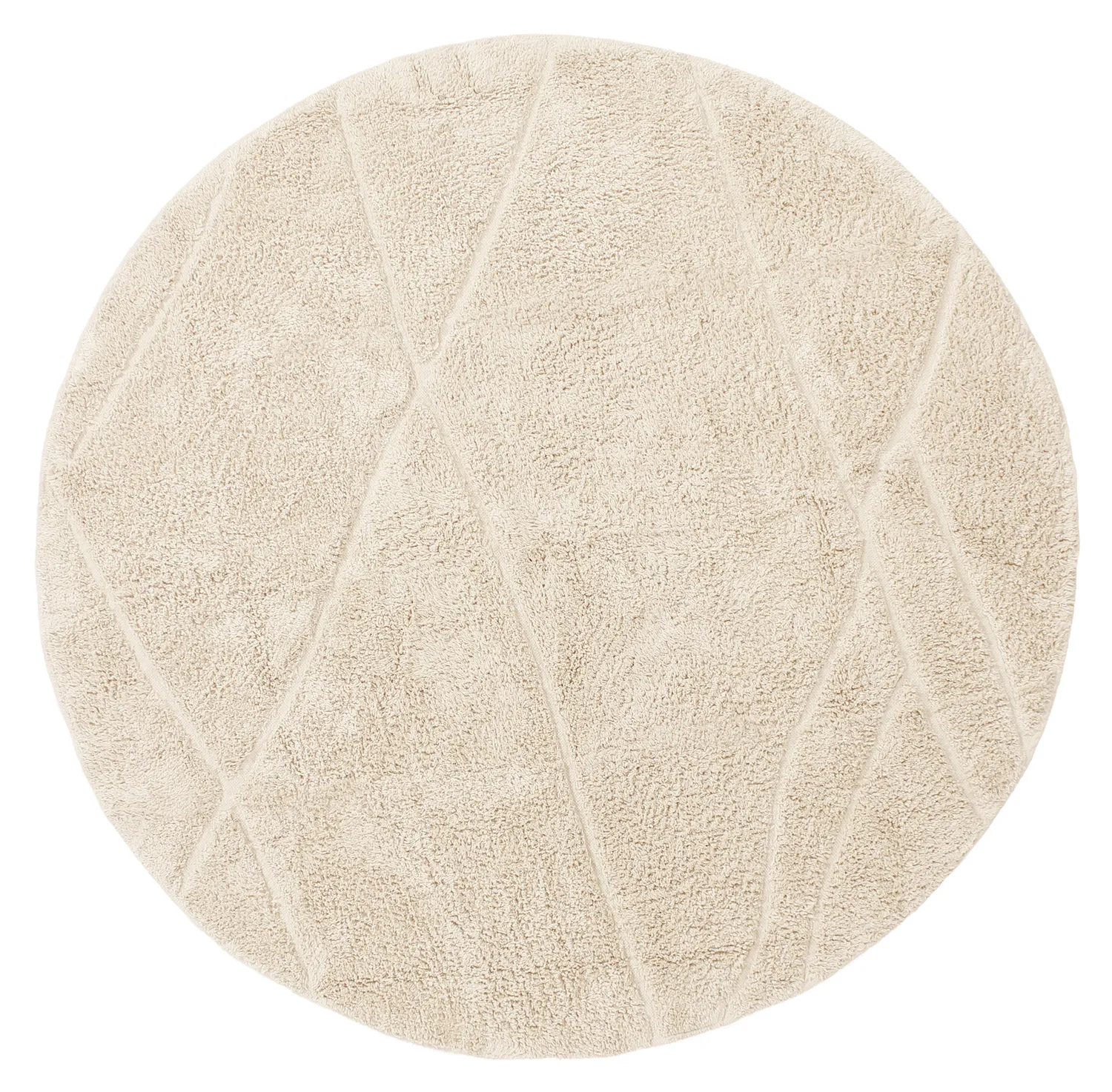 Runde Teppiche - Andrea Natural Cotton Shaggy (beige)