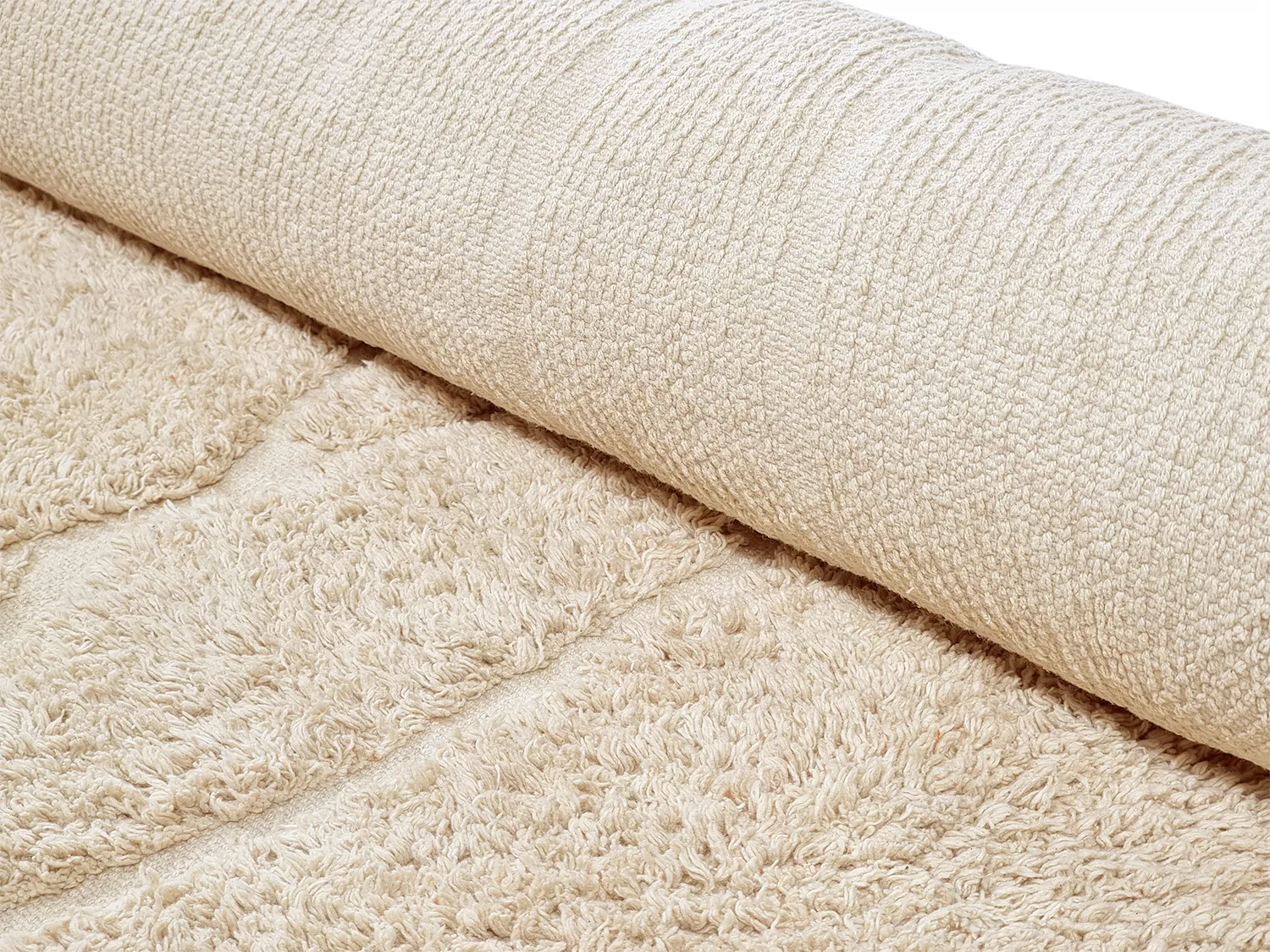 Runde Teppiche - Andrea Natural Cotton Shaggy (beige)