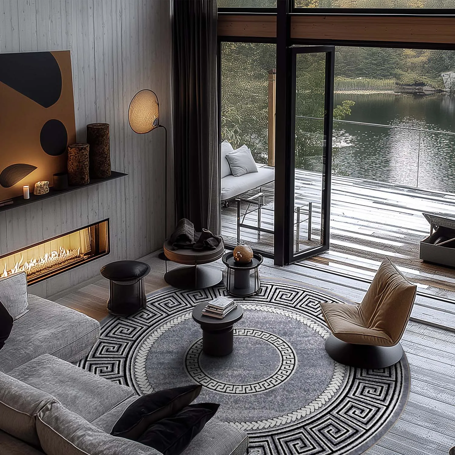 Rund Teppich - Ankara Versace (grau)