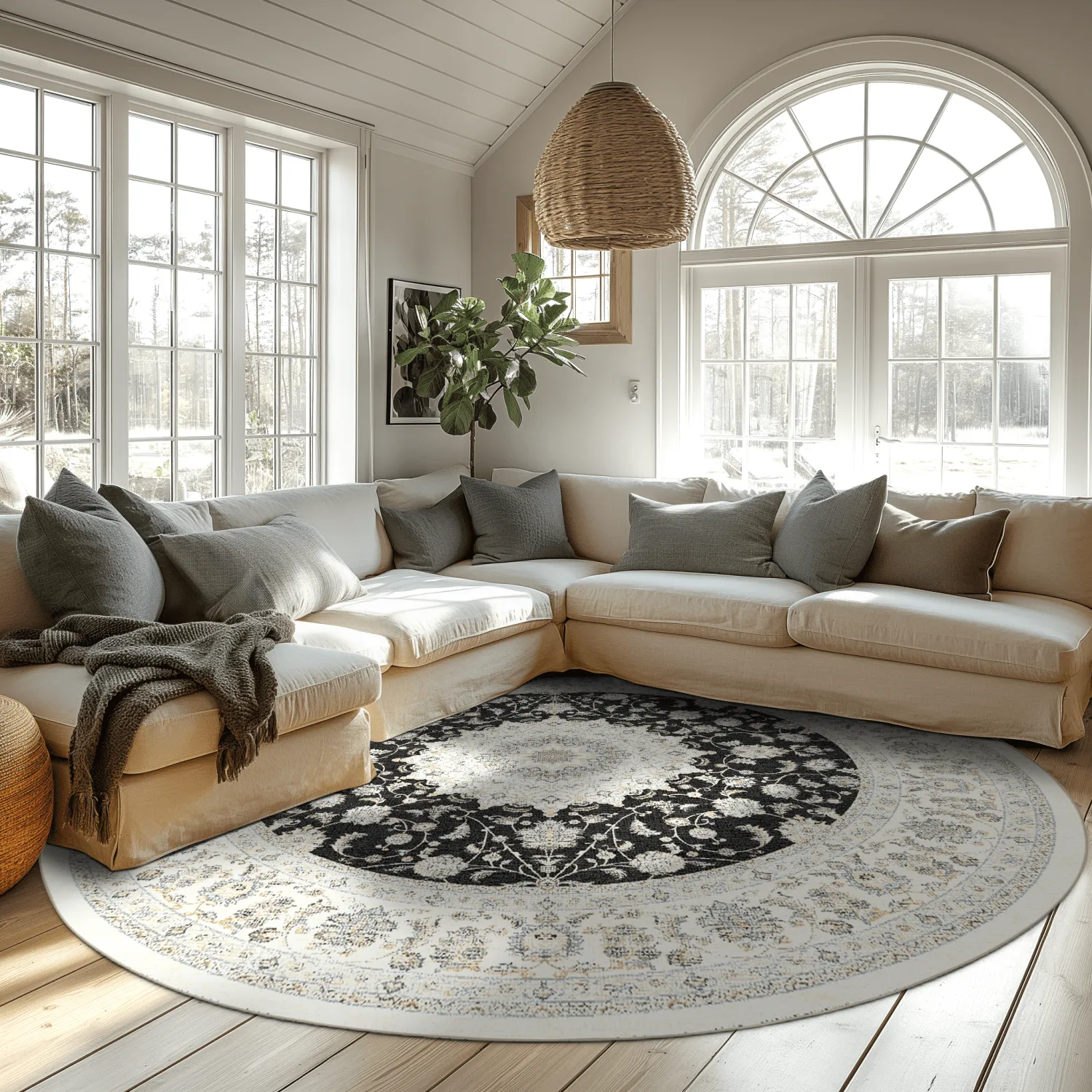 Tapis rond - Arabella (noir)