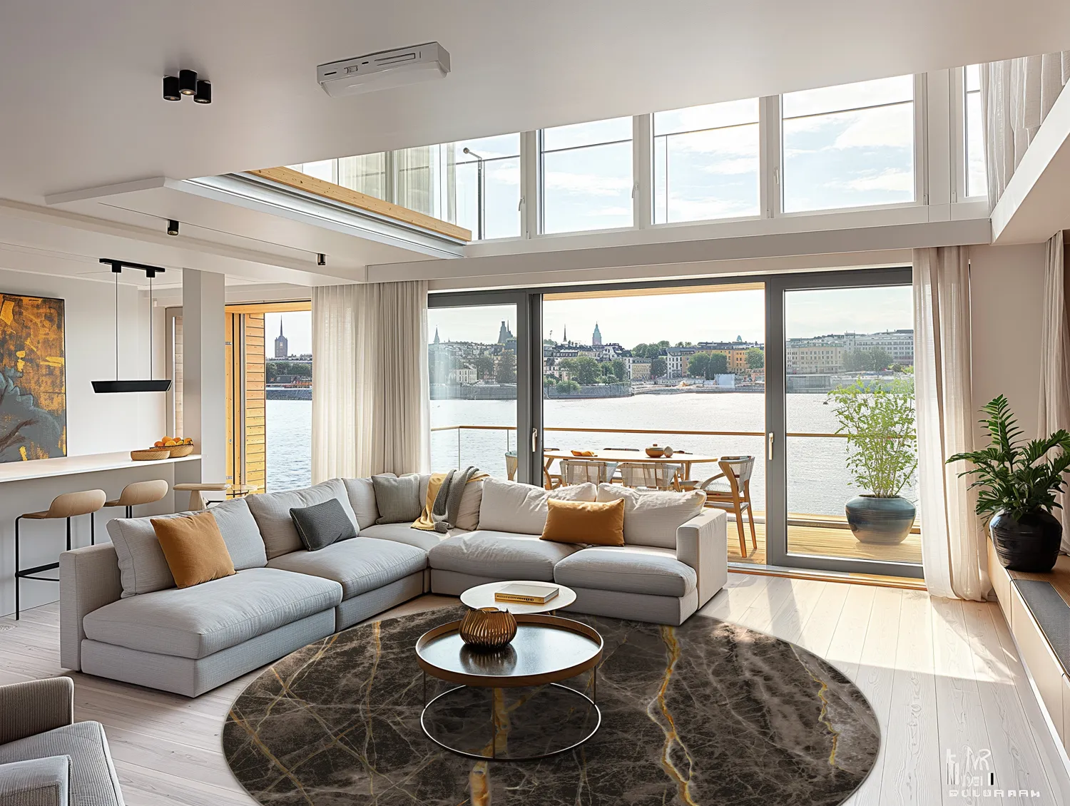 Rund Teppich - Aris (schwarz/gold)