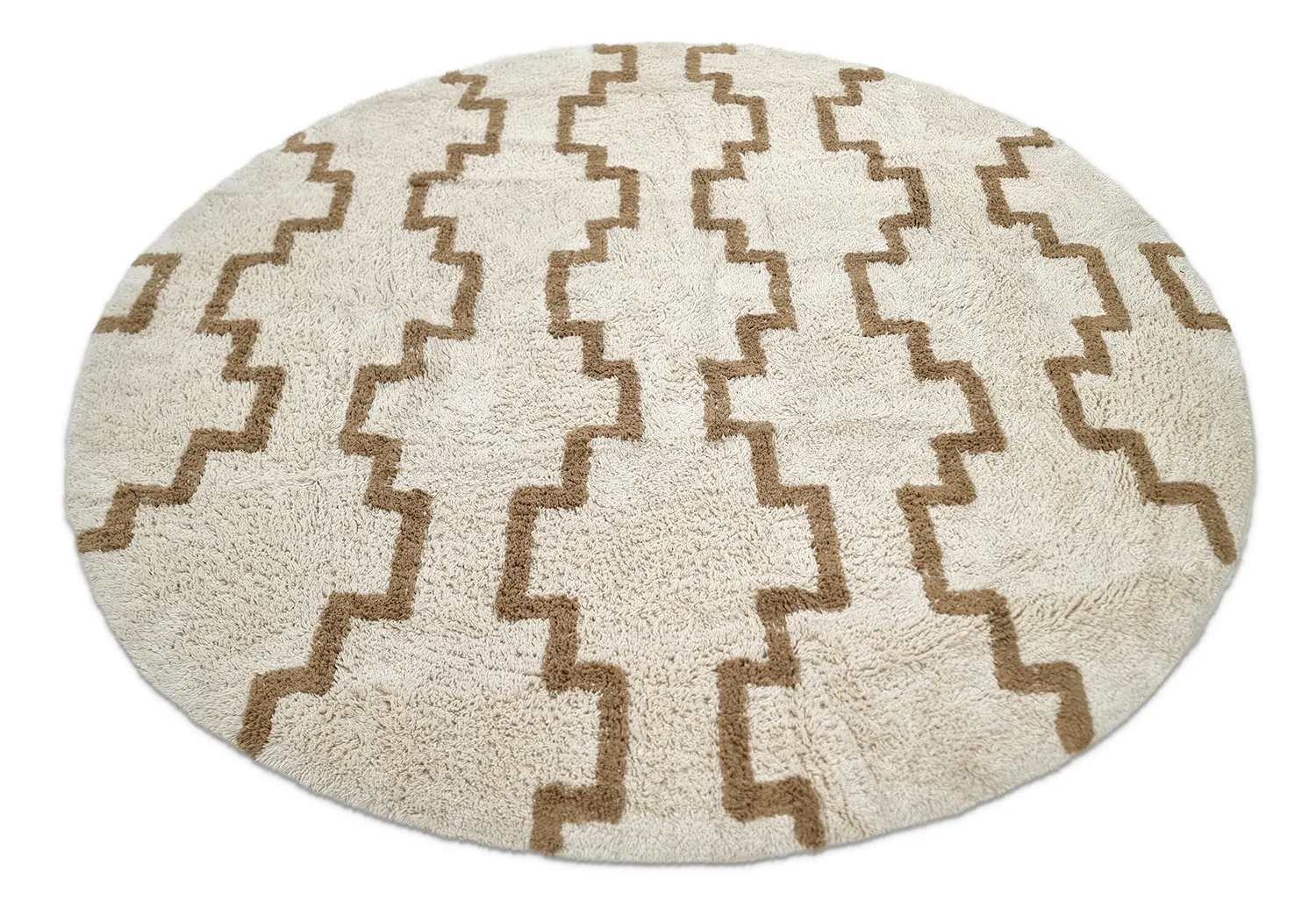 Runde Teppiche - Arlon Natural Cotton Shaggy (beige)