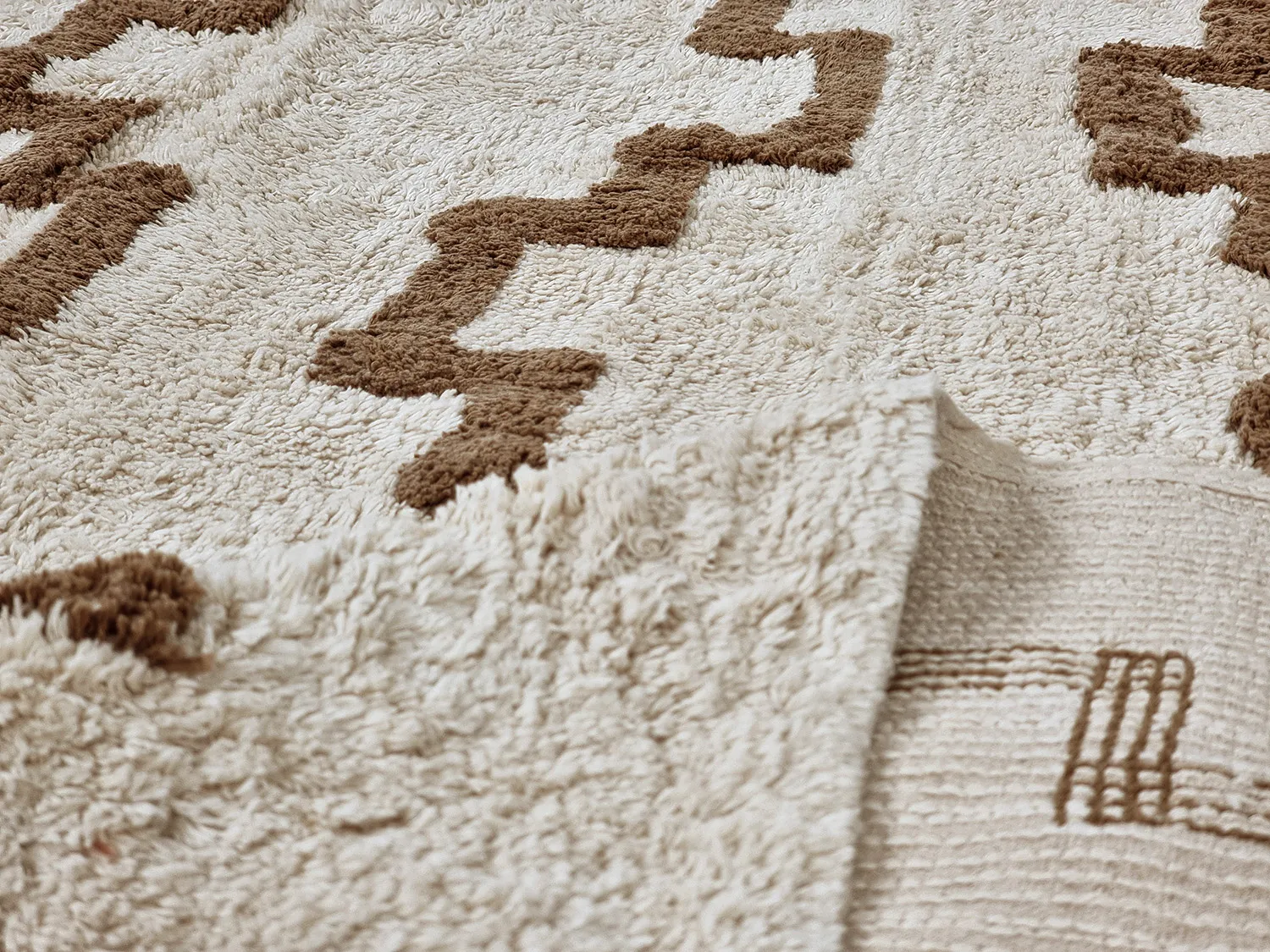 Runde Teppiche - Arlon Natural Cotton Shaggy (beige)