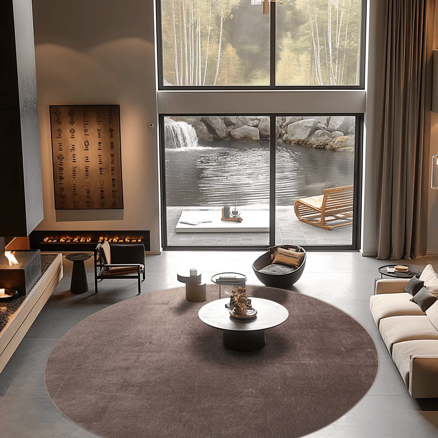 Tapis rond - Artena (gris/marron)