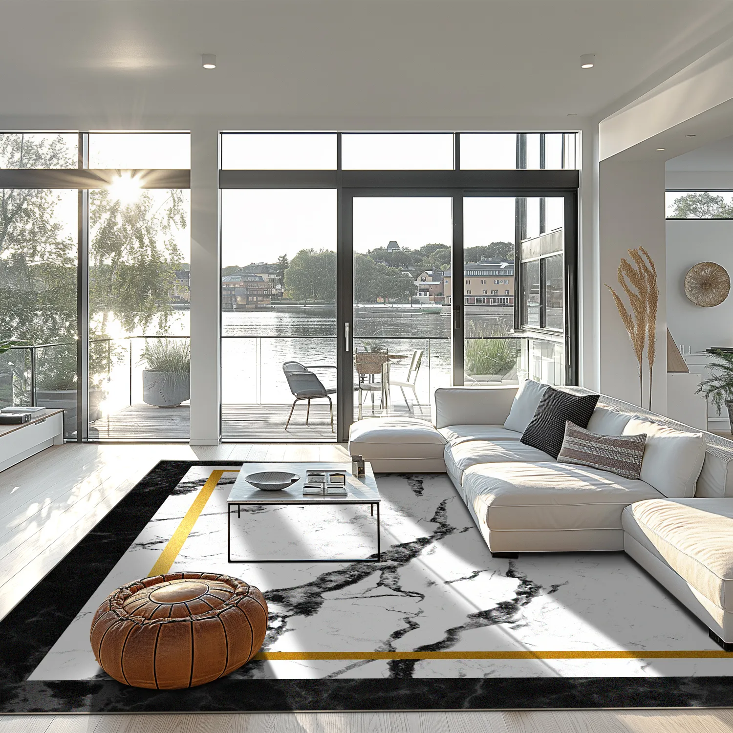 Wilton-Teppich - Avola (schwarz/weiß/gold)