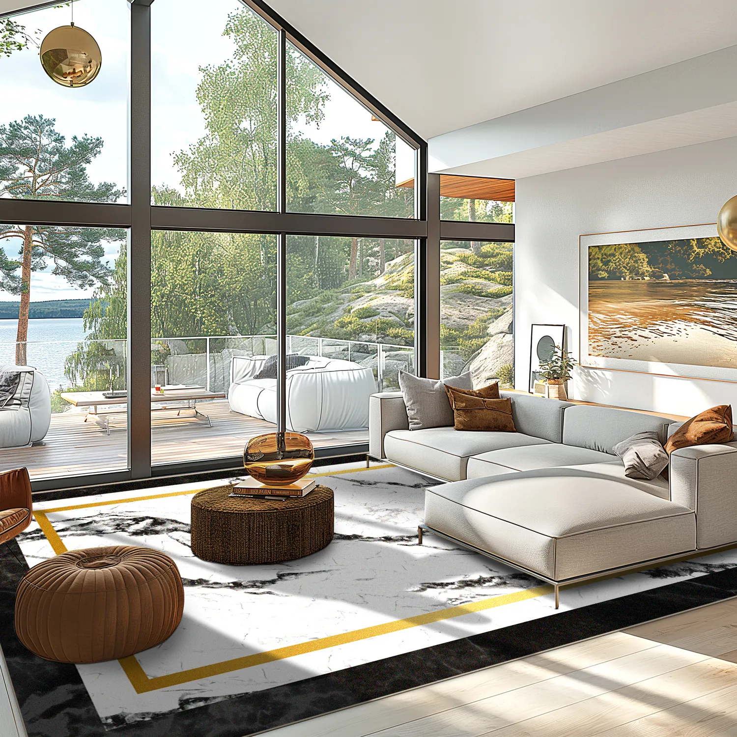 Wilton-Teppich - Avola (schwarz/weiß/gold)