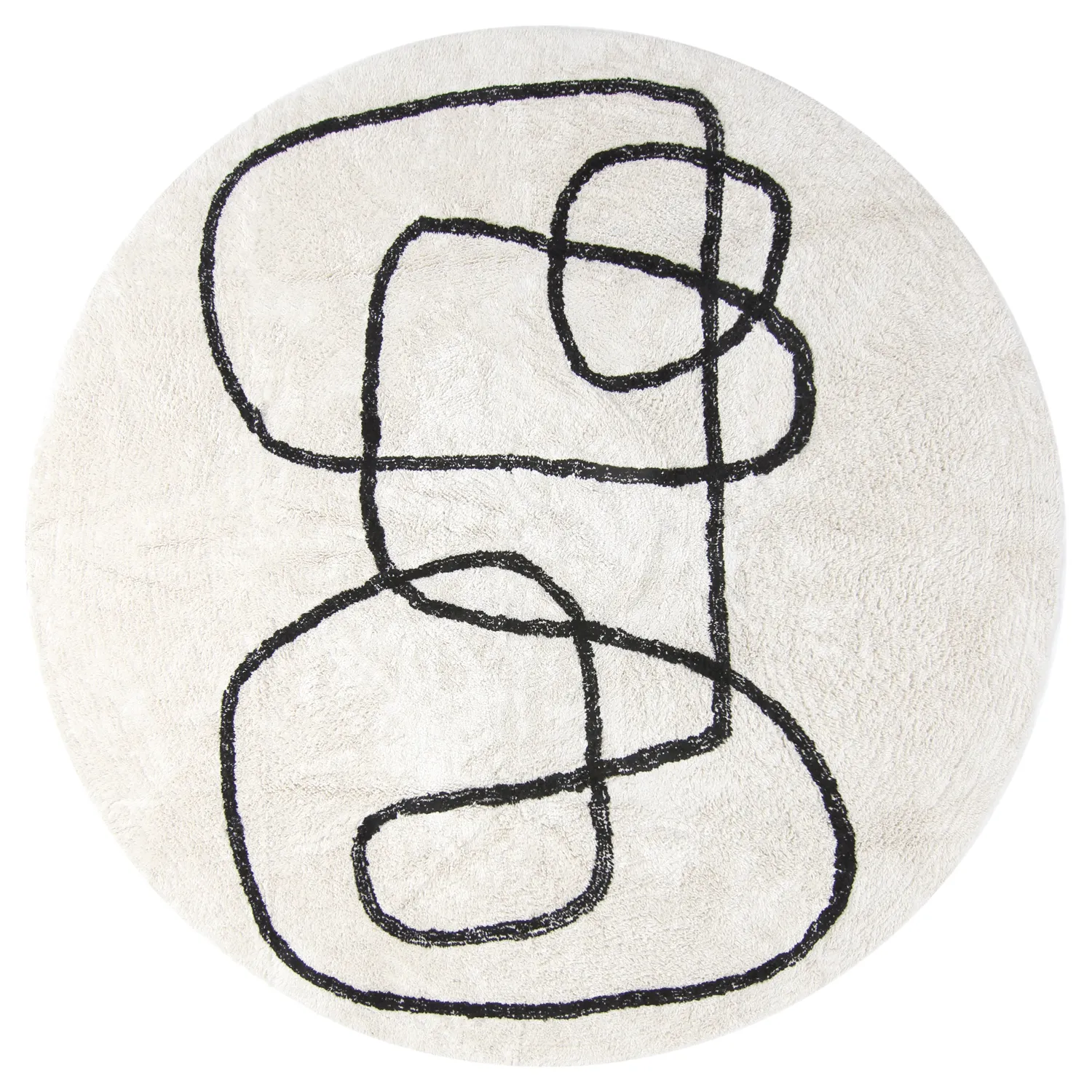 Runde Teppiche - Bavello Natural Cotton Shaggy (offwhite/schwarz)