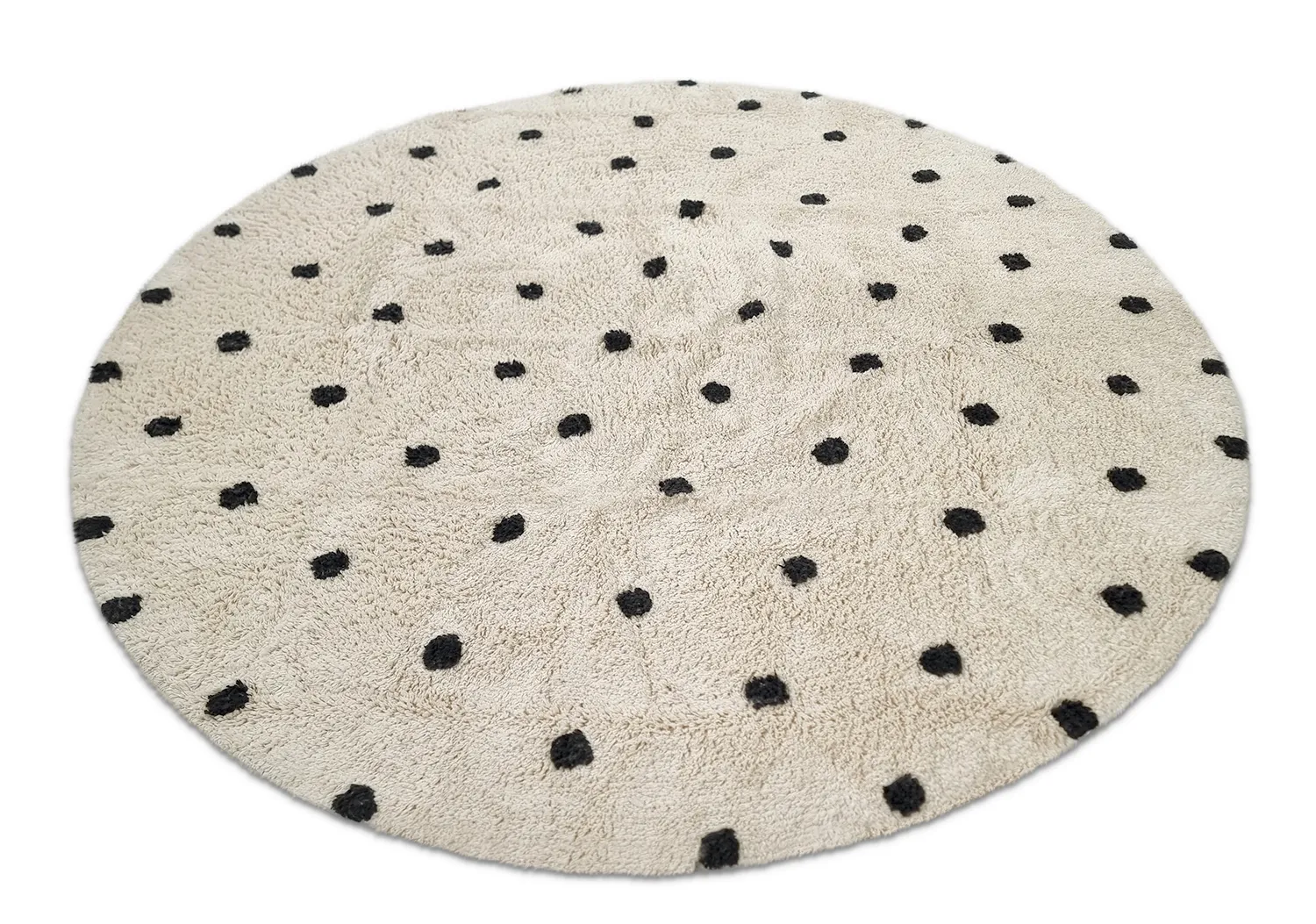 Tapis rond - Belle Natural Cotton Shaggy (blanc cassé/noir)