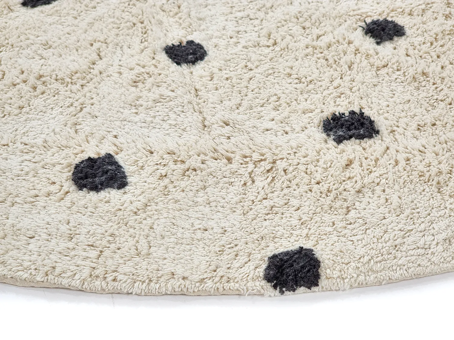 Tapis rond - Belle Natural Cotton Shaggy (blanc cassé/noir)