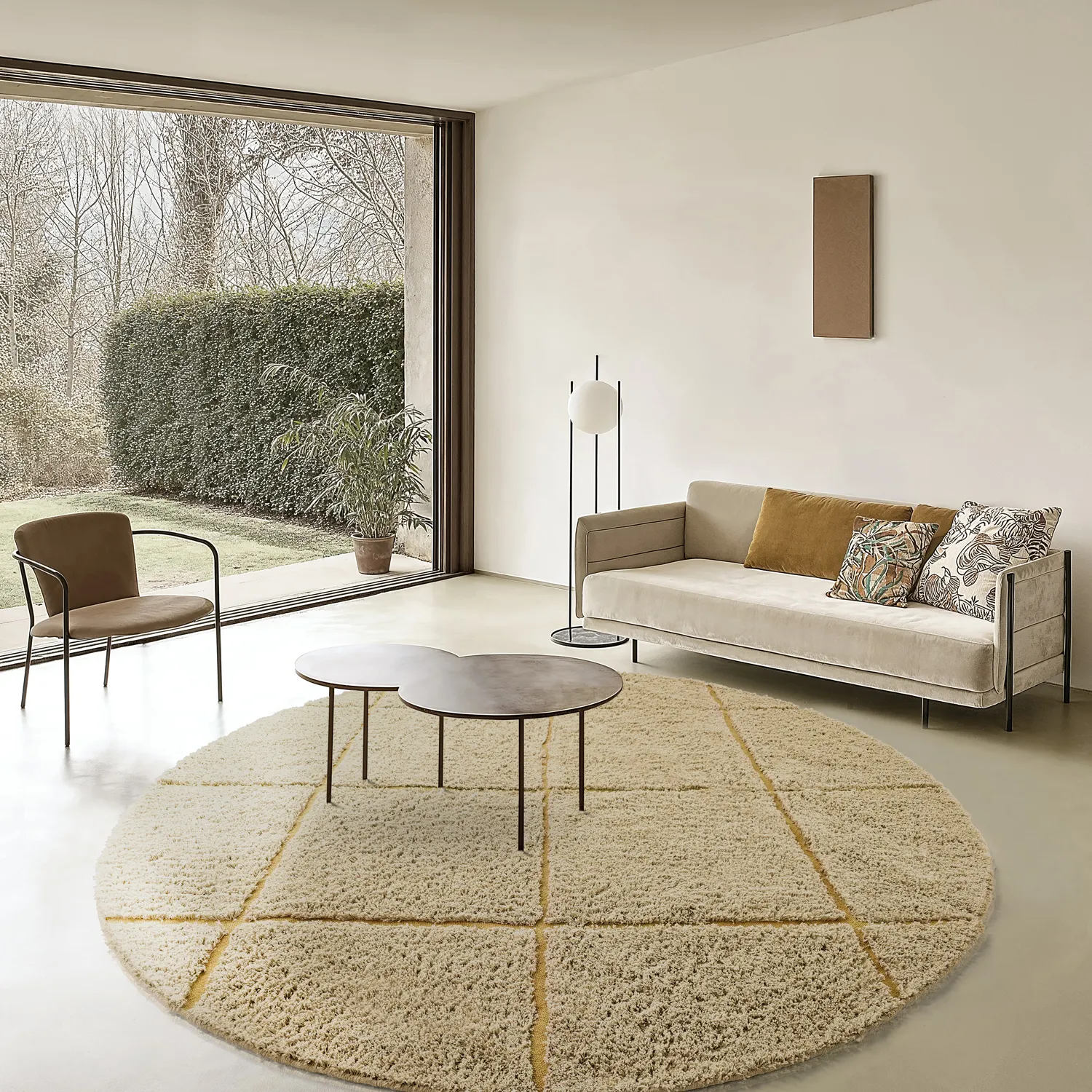 Runde Teppiche - Bellevue Natural Cotton Shaggy (beige/braun)