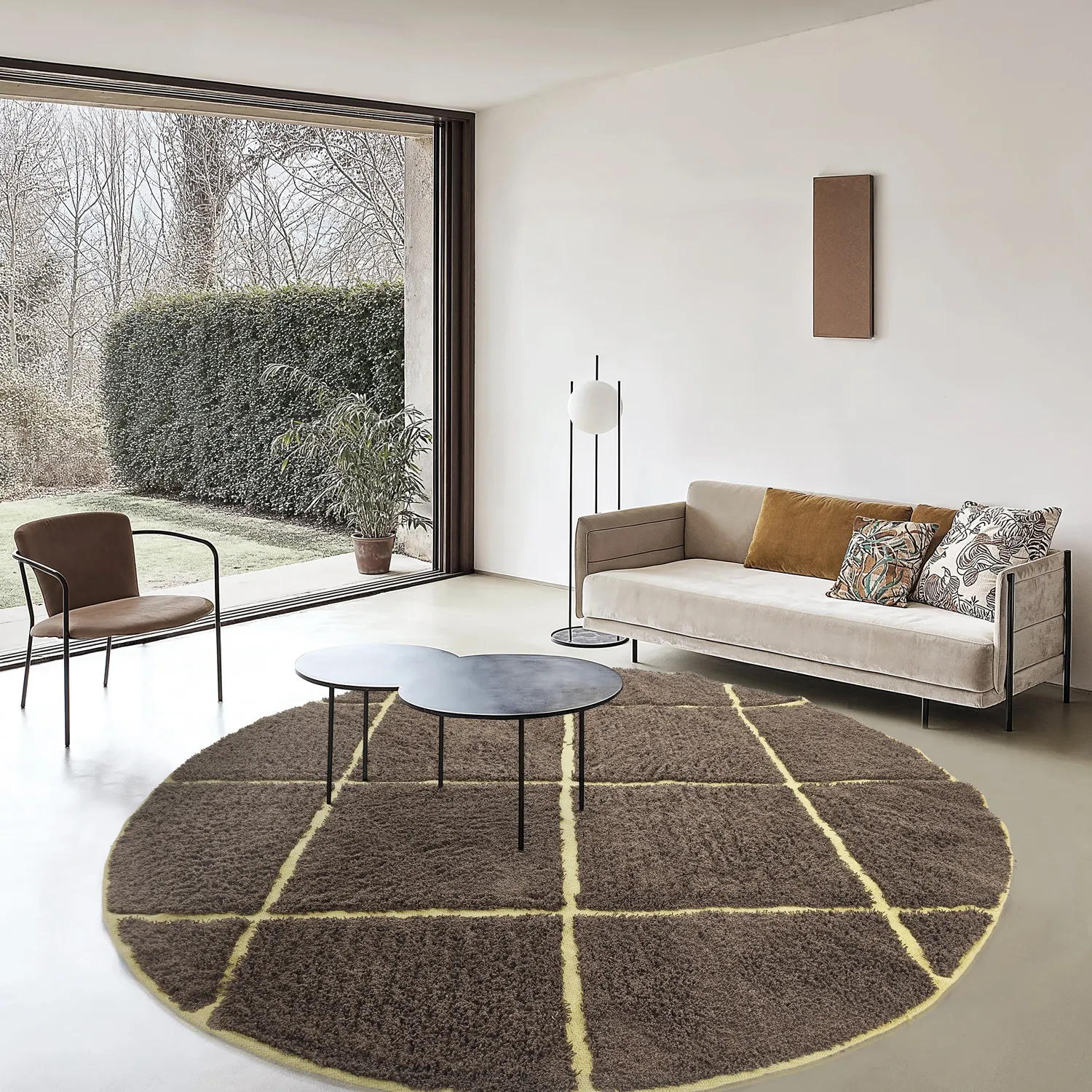 Runde Teppiche - Bellevue Natural Cotton Shaggy (braun/gelb)