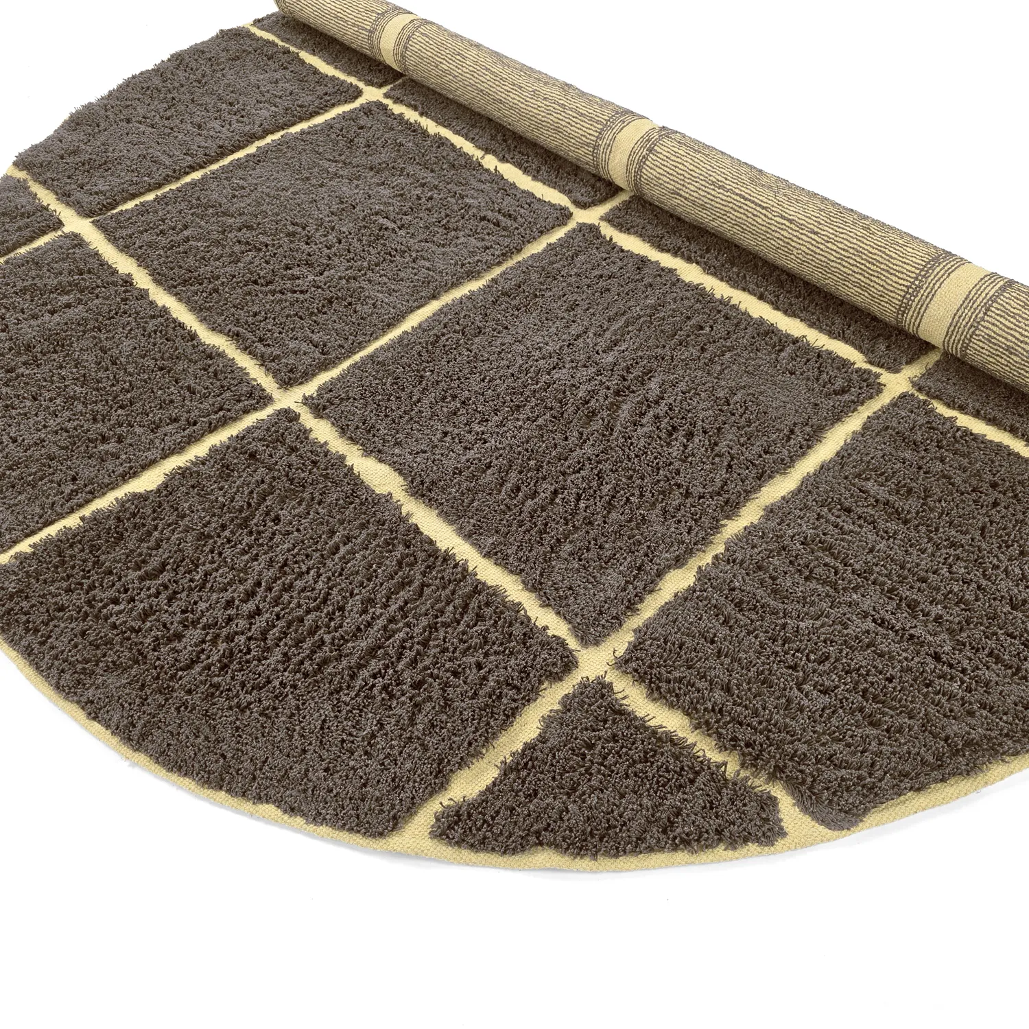 Runde Teppiche - Bellevue Natural Cotton Shaggy (braun/gelb)