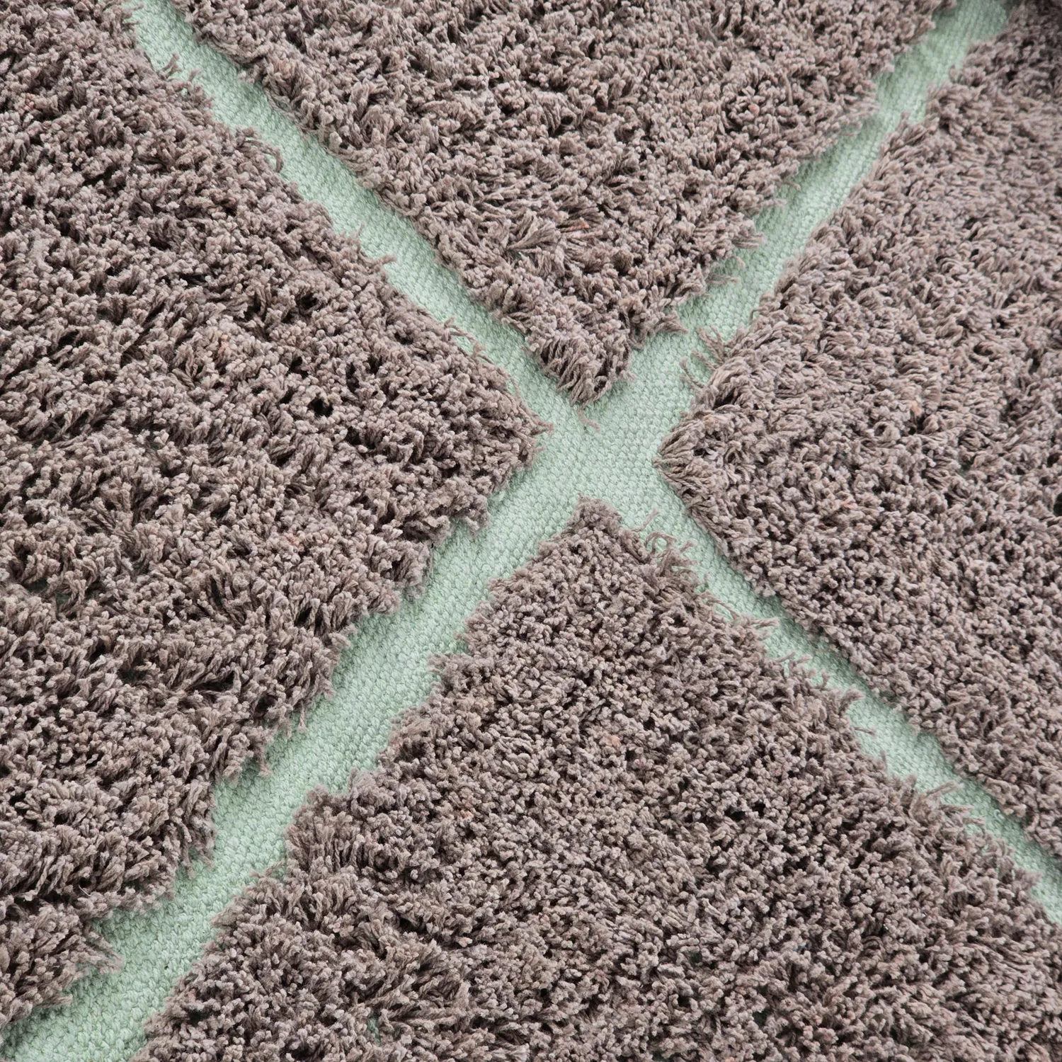 Runde Teppiche - Bellevue Natural Cotton Shaggy (taupe/grün)