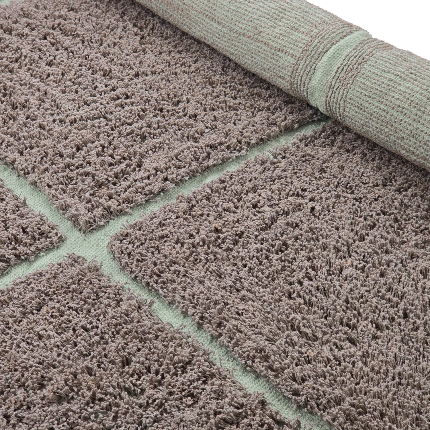 Runde Teppiche - Bellevue Natural Cotton Shaggy (taupe/grün)