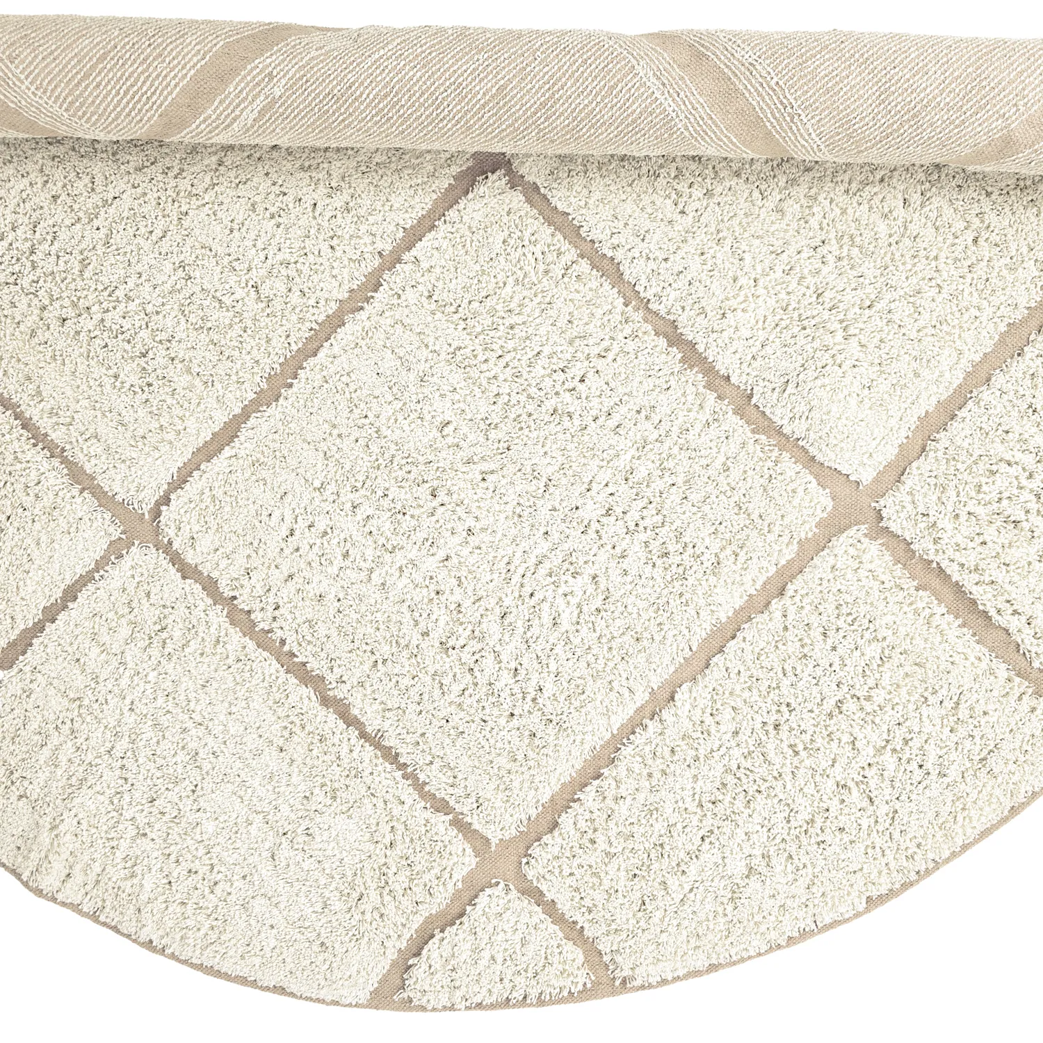 Runde Teppiche - Bellevue Natural Cotton Shaggy (cremefarben/beige)