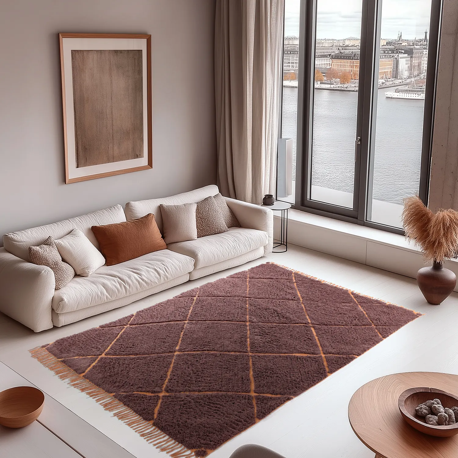 Tapis à poils longs - Bellevue Natural Cotton Shaggy (rouge/orange)