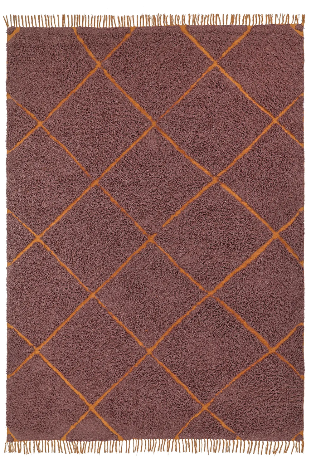 Tapis à poils longs - Bellevue Natural Cotton Shaggy (rouge/orange)