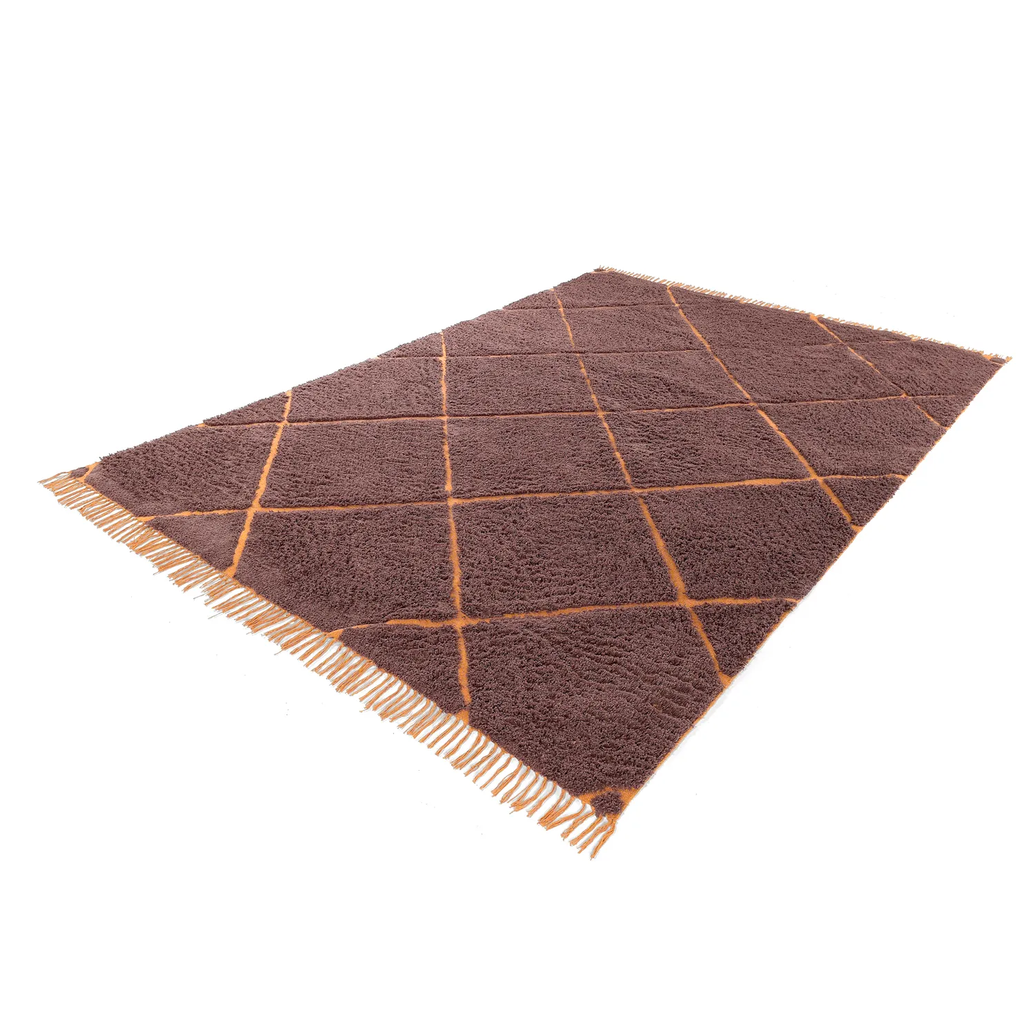 Tapis à poils longs - Bellevue Natural Cotton Shaggy (rouge/orange)