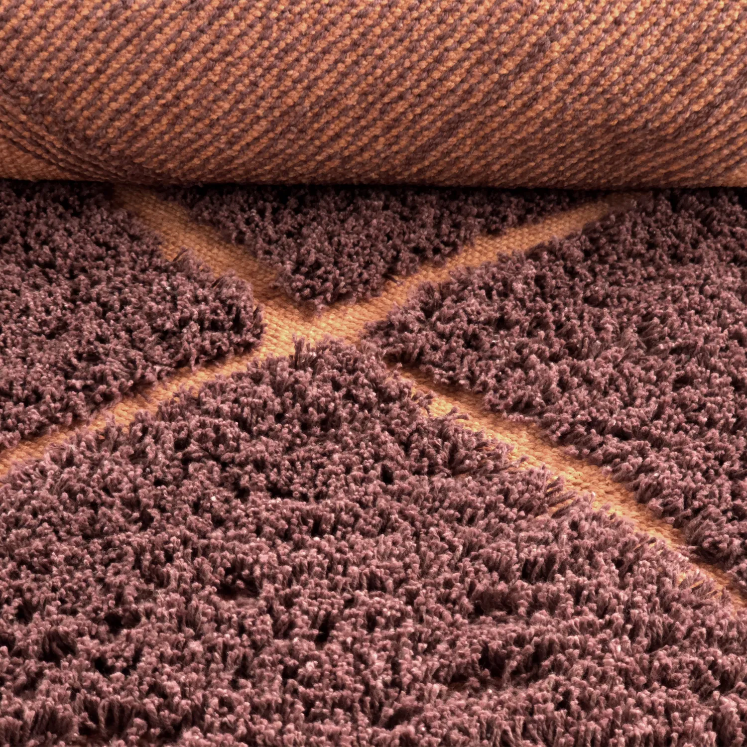 Tapis à poils longs - Bellevue Natural Cotton Shaggy (rouge/orange)