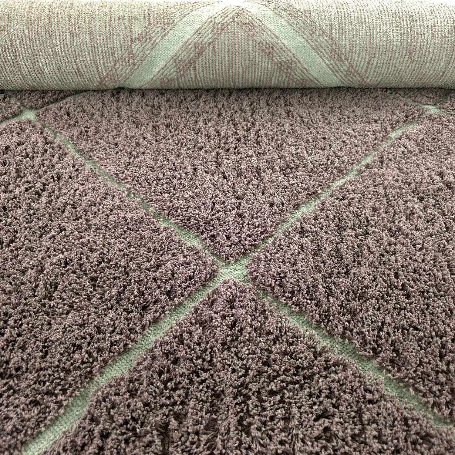 Hochflorteppiche - Bellevue Natural Cotton Shaggy (taupe/grün)