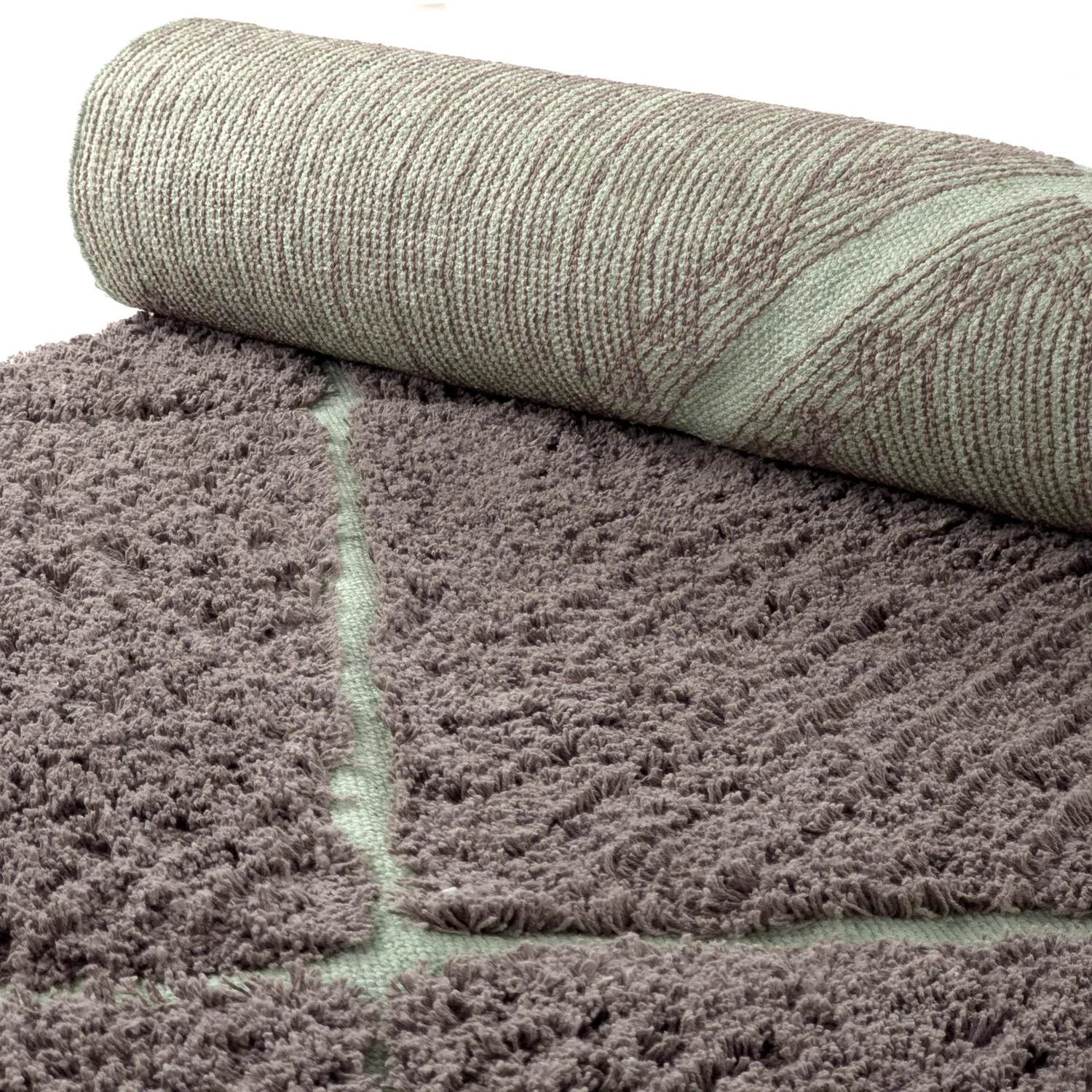 Hochflorteppiche - Bellevue Natural Cotton Shaggy (taupe/grün)