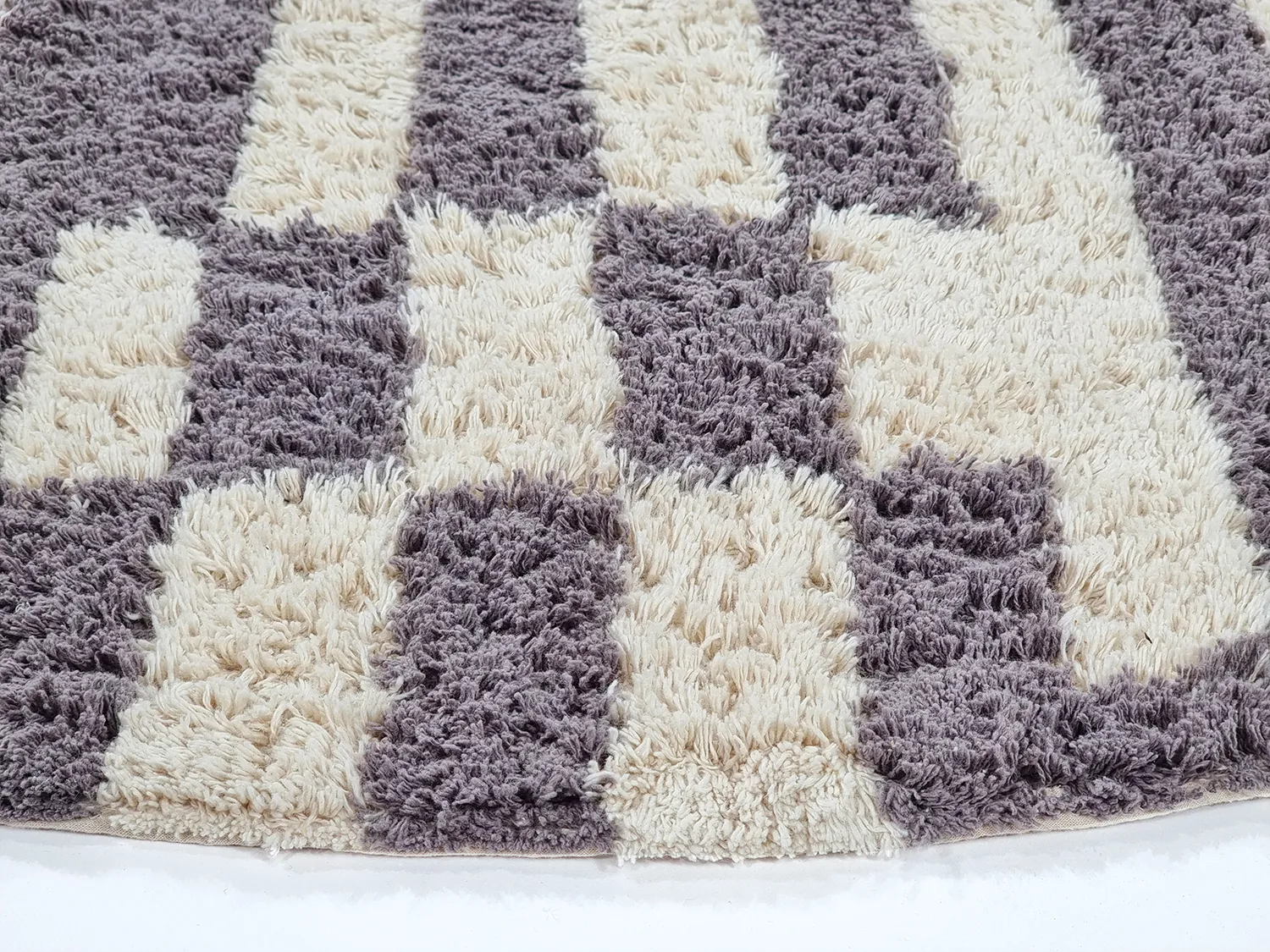 Runde Teppiche - Bergamo Natural Cotton Shaggy (grau/weiß)