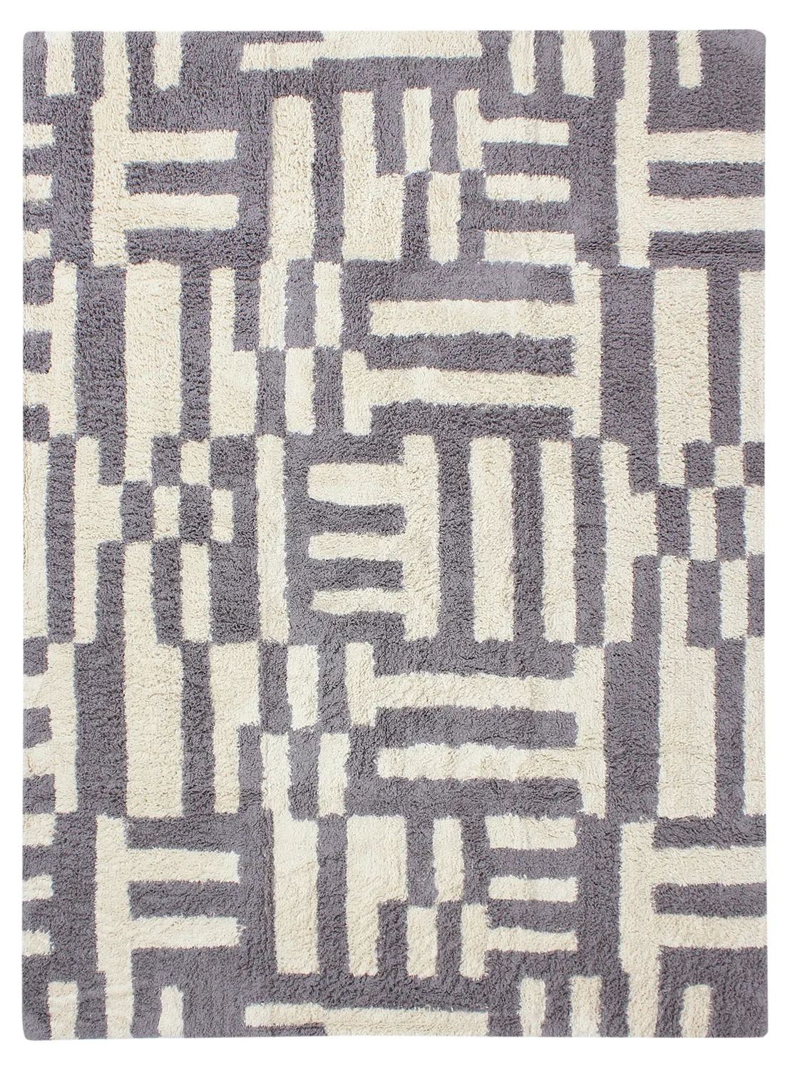 Hochflorteppiche - Bergamo Natural Cotton Shaggy (grau/weiß)