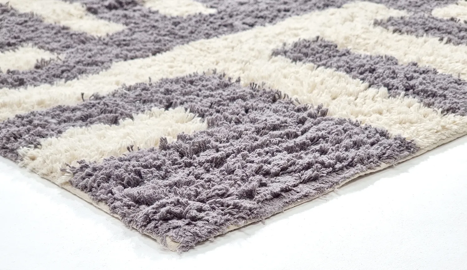 Hochflorteppiche - Bergamo Natural Cotton Shaggy (grau/weiß)