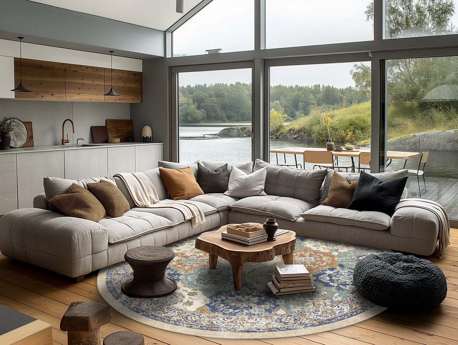 Rund Teppich - Bohemia (blau/multi)